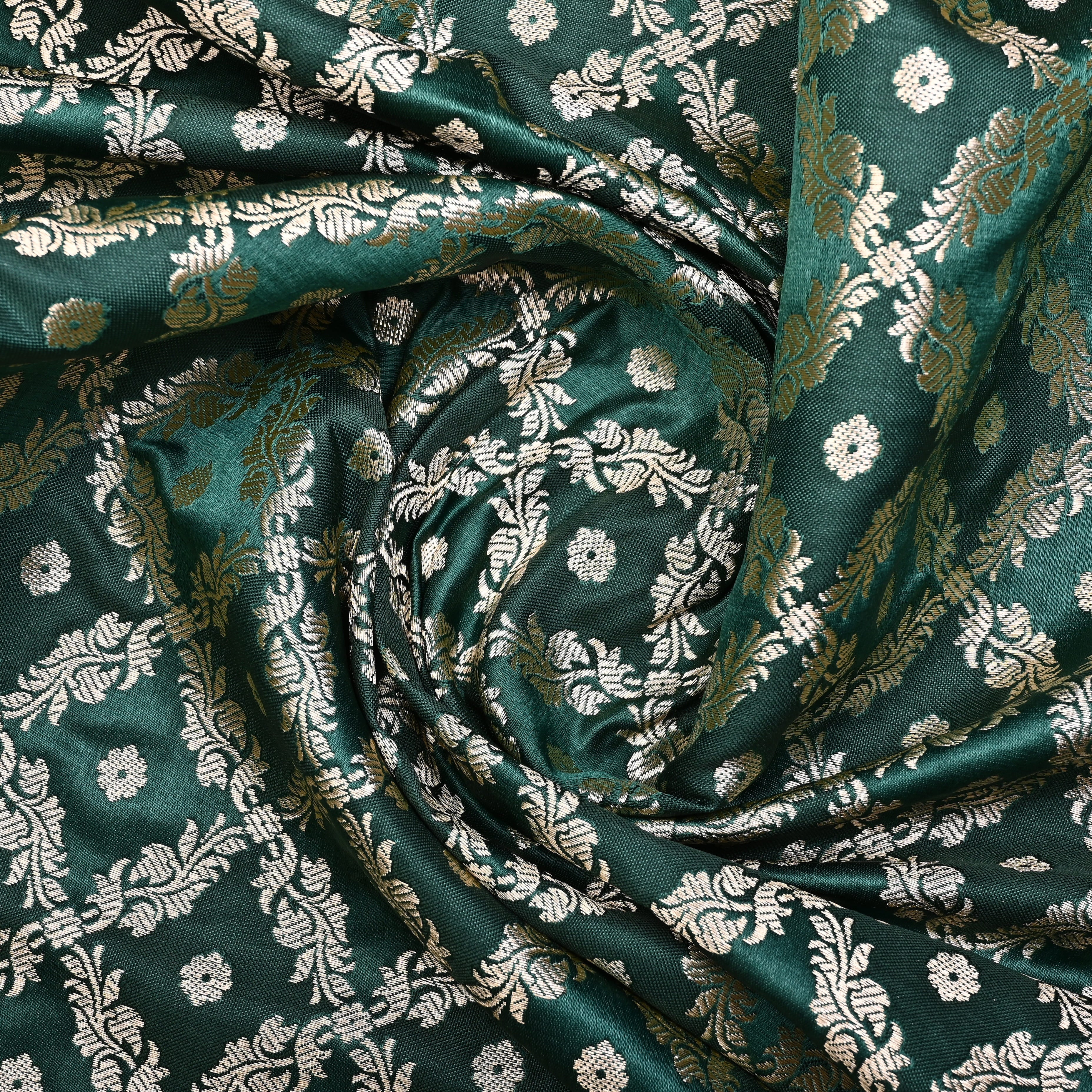 Dual Shade Of Green Banarasi Fabric With Checks Pattern