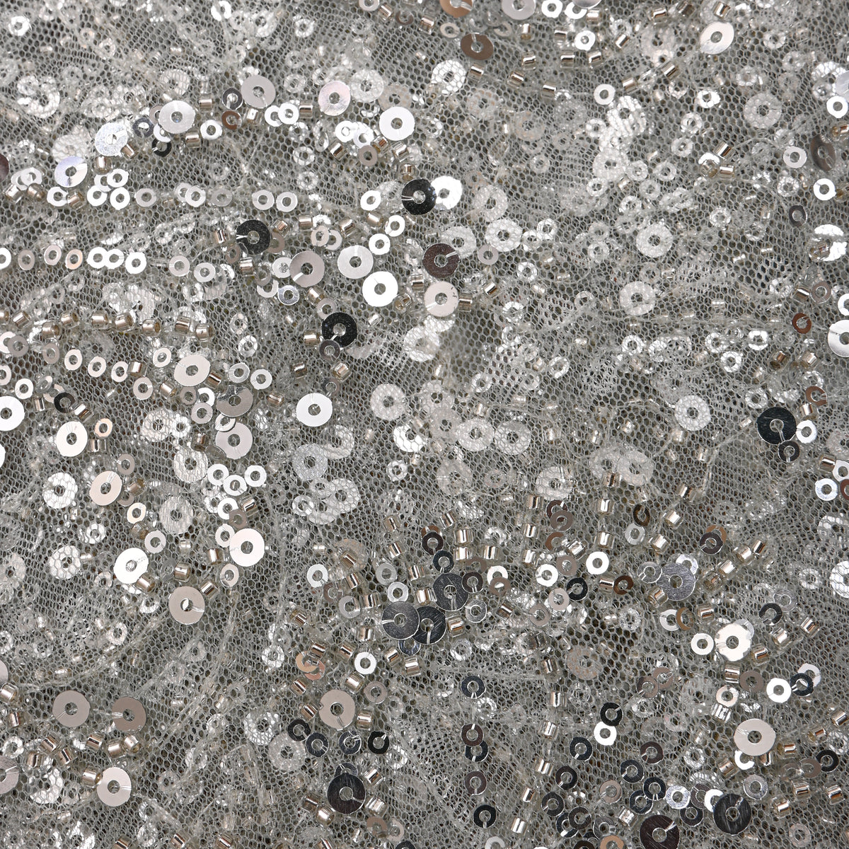 Dark Grey Net Fabric With Sequin Work