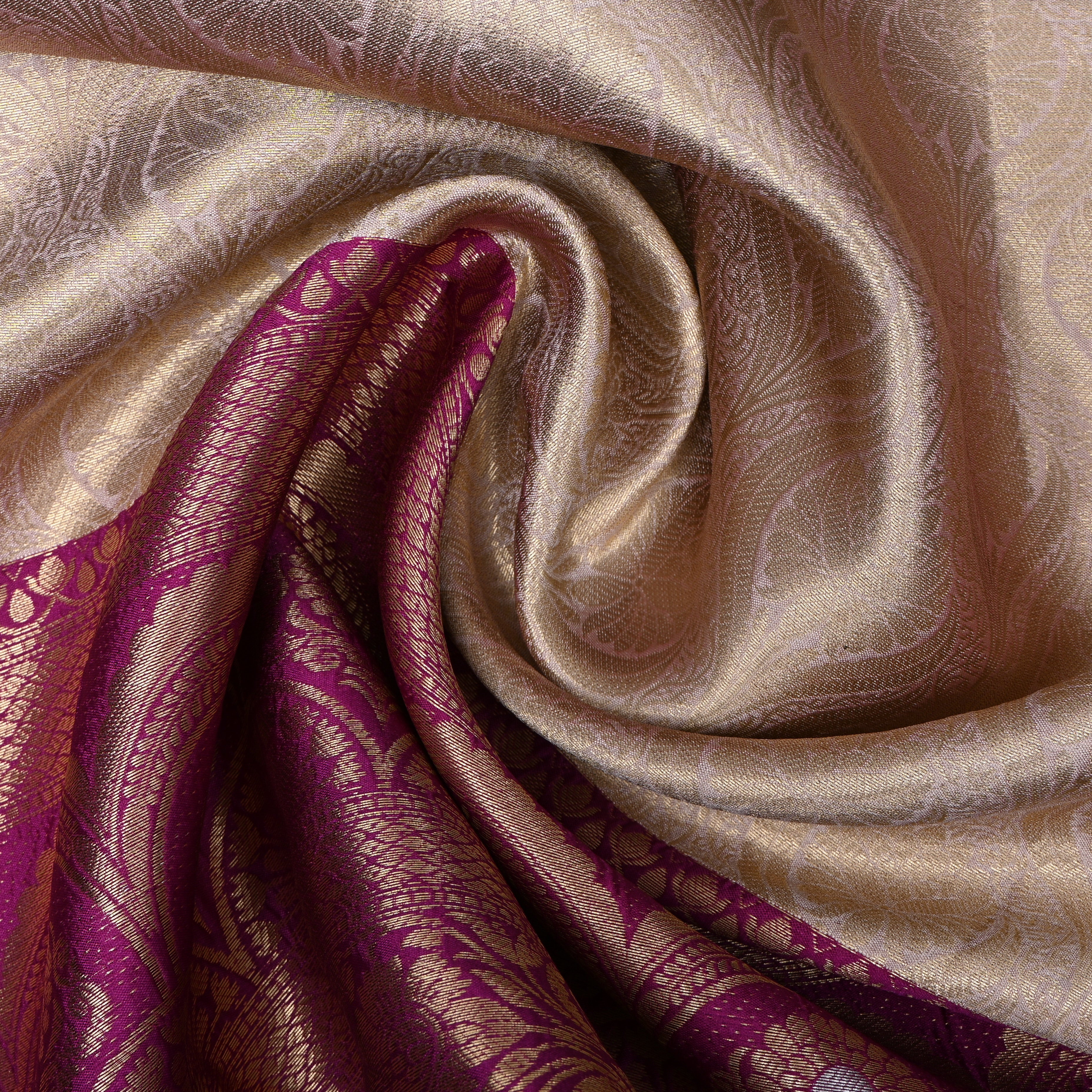 Ivory Turquoise Temple Border Jamawar Silk Fabric