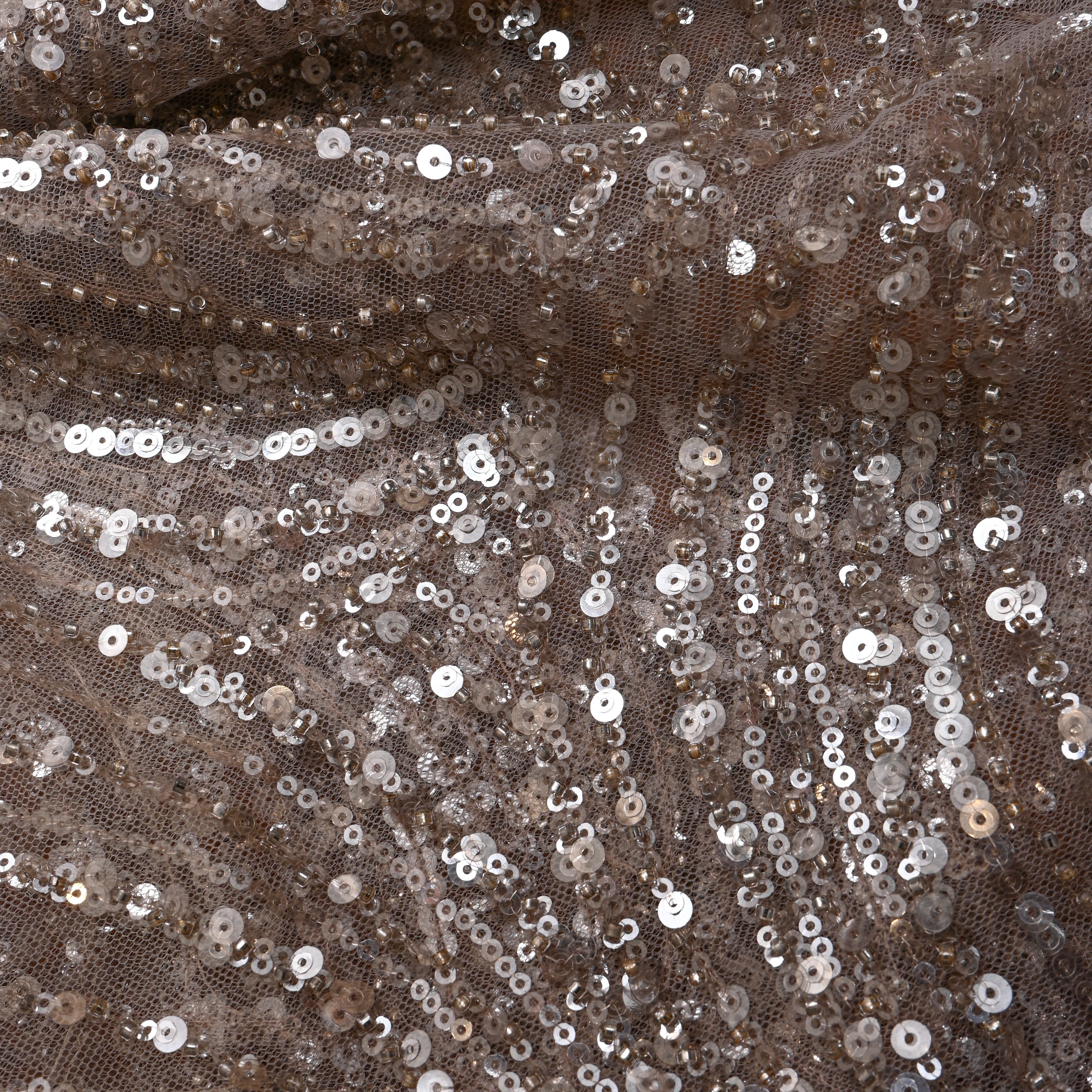 Rose Gold Pink Embroidery Net Fabric