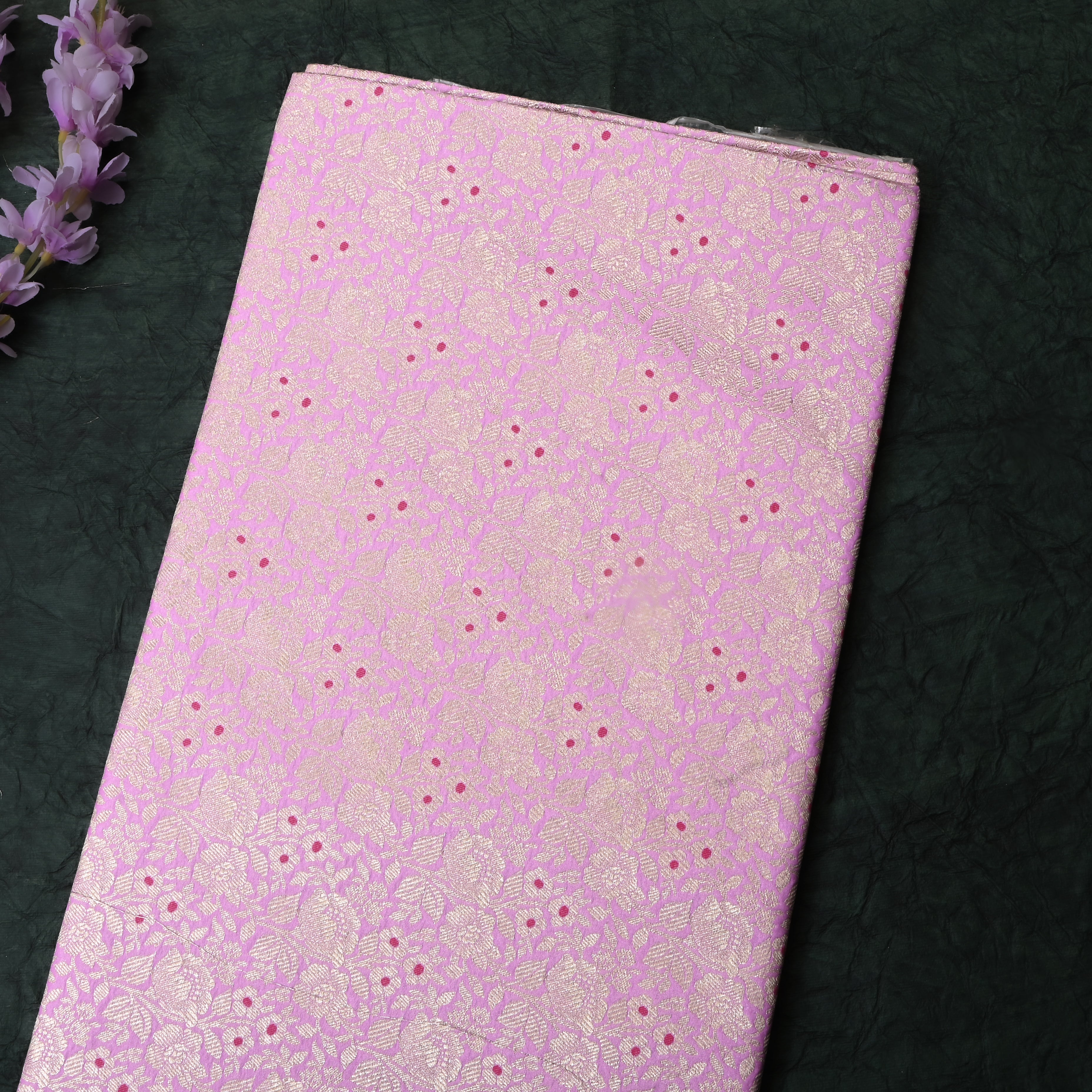 Soft Ultra Pink Jamawar Silk Fabric