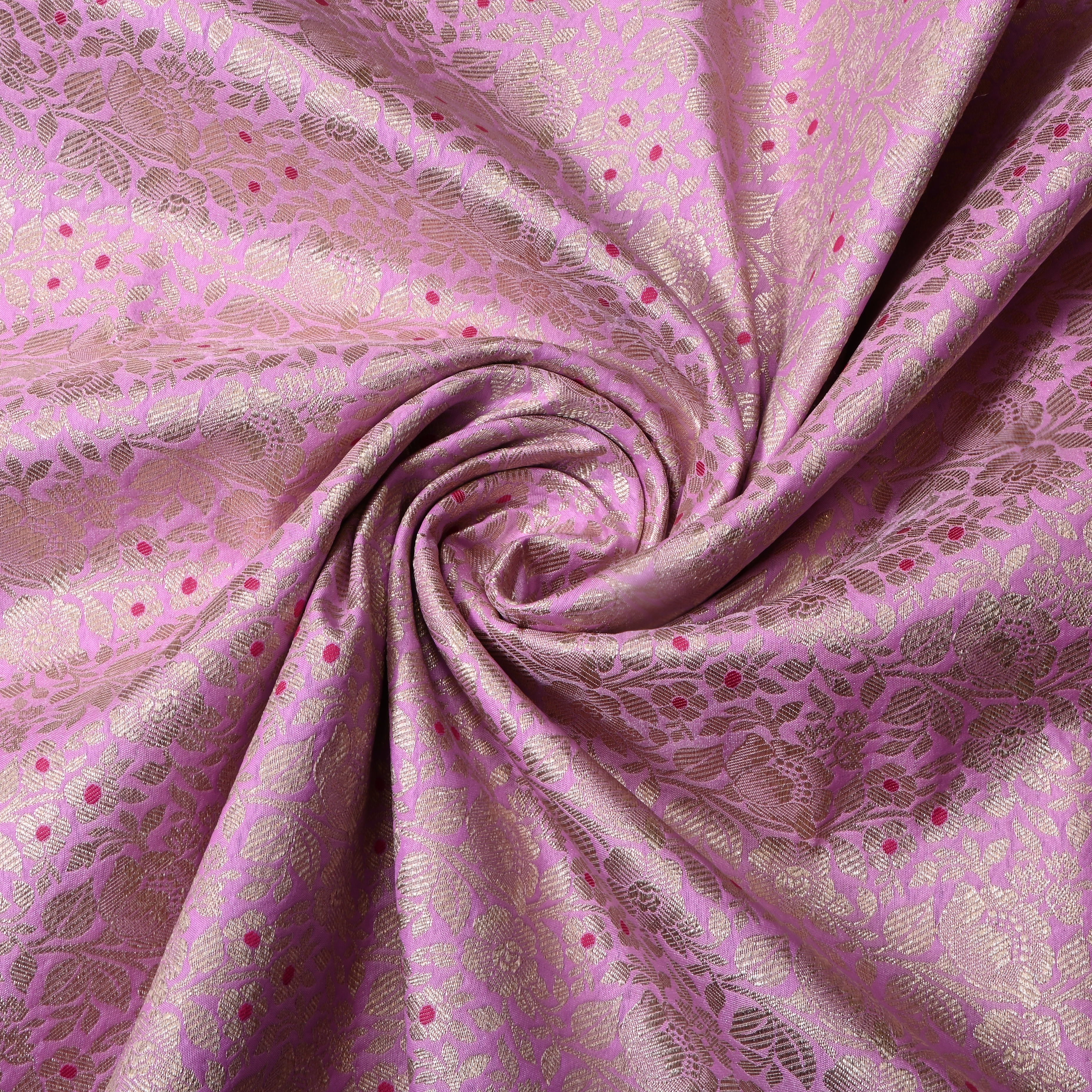 Soft Ultra Pink Jamawar Silk Fabric
