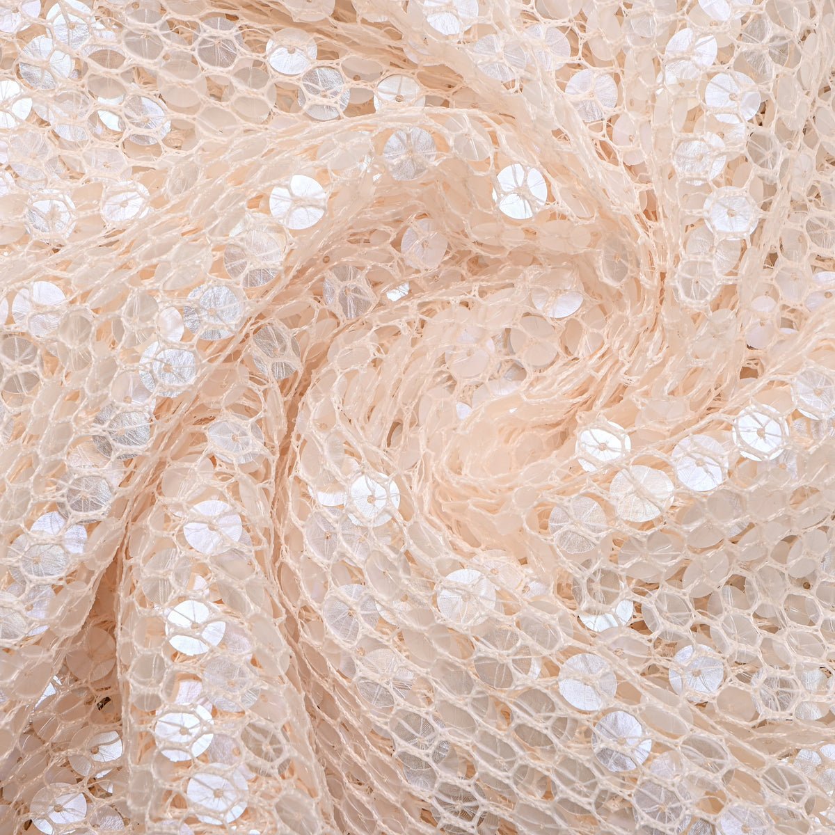 Pearl White Sequin Embroidery Net Fabric