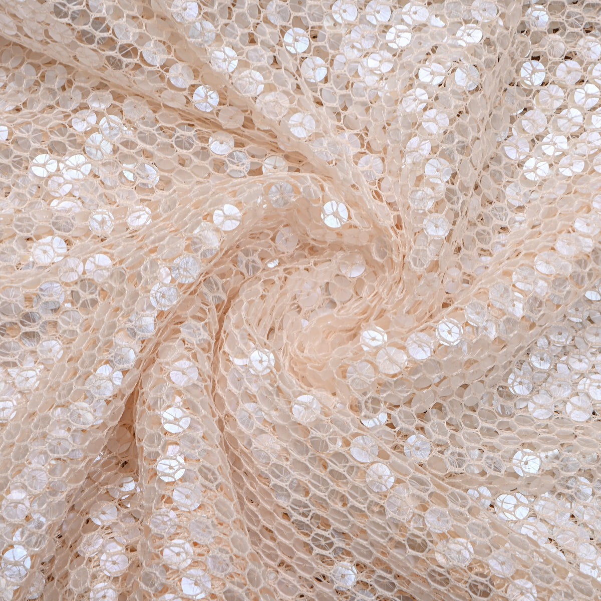 Pearl White Sequin Embroidery Net Fabric