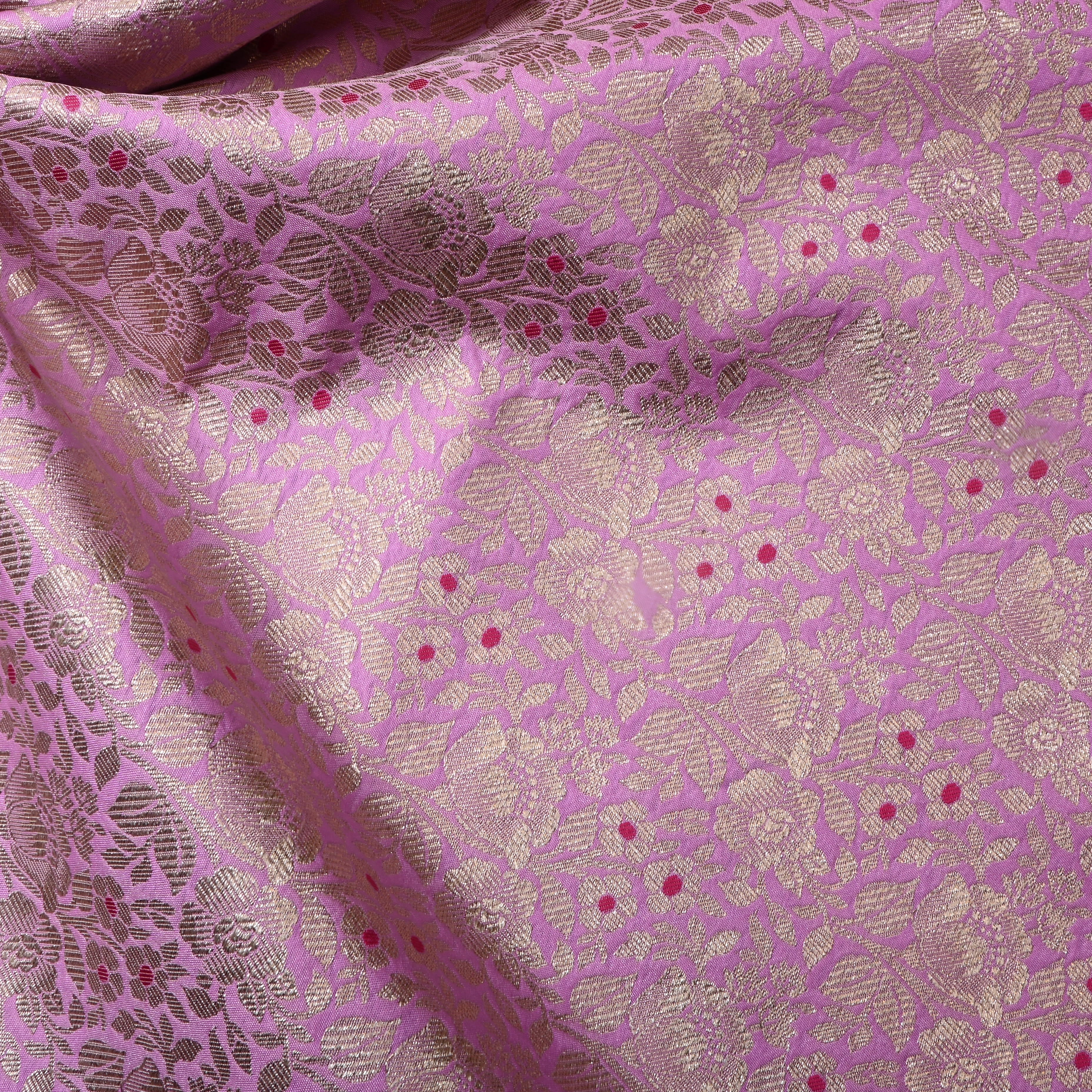 Soft Ultra Pink Jamawar Silk Fabric