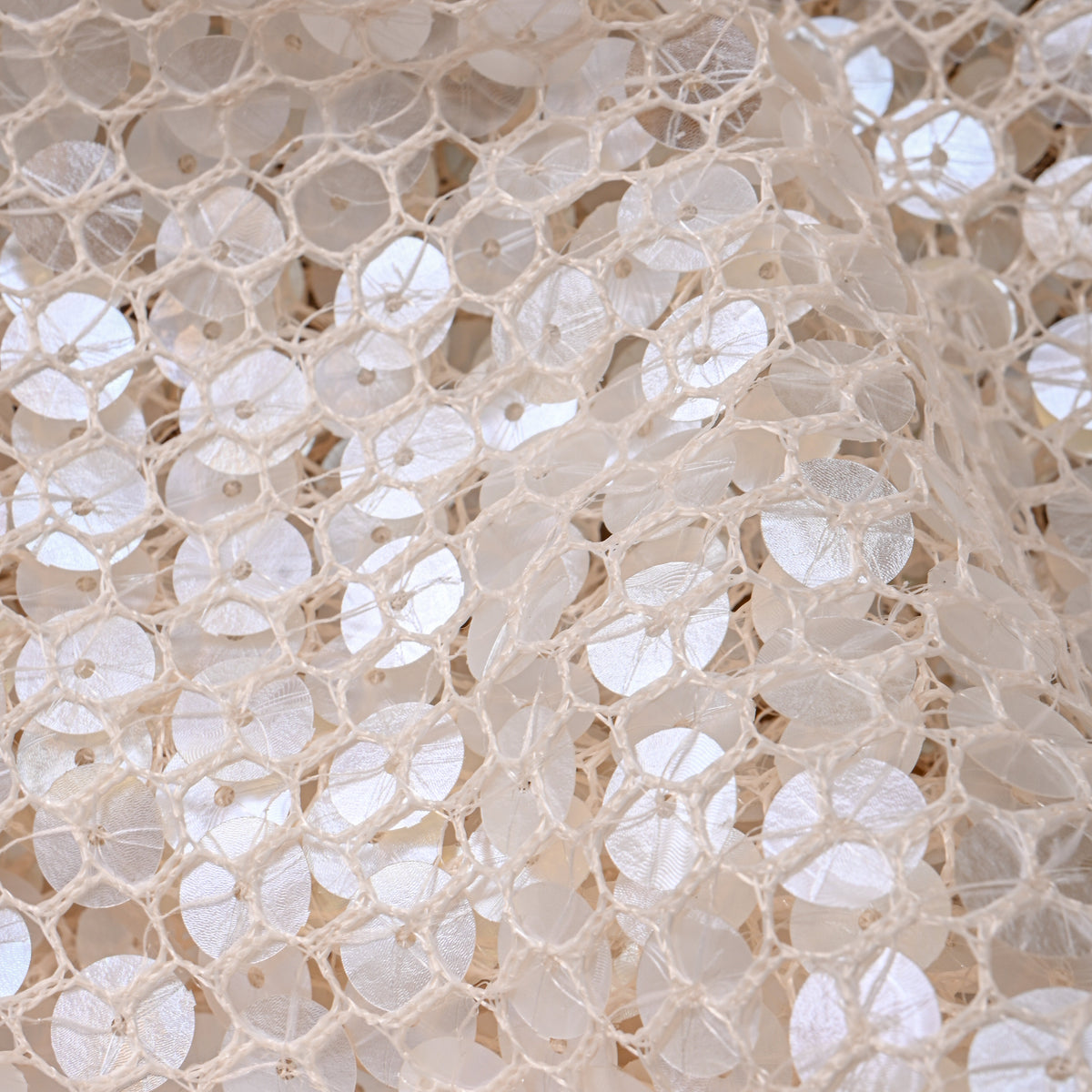 Pearl White Sequin Embroidery Net Fabric