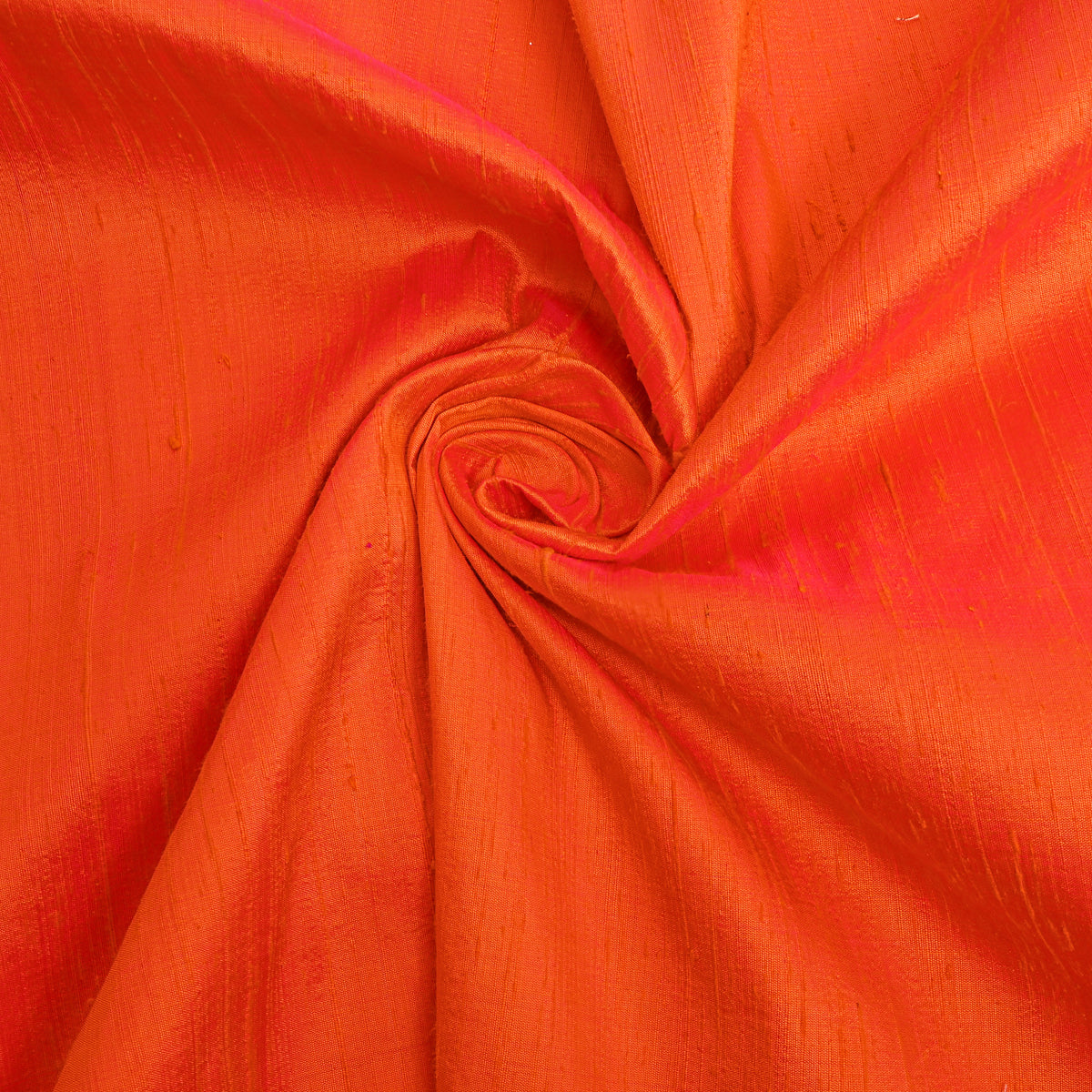 Bright Pumpkin Orange Plain Raw Silk Fabric