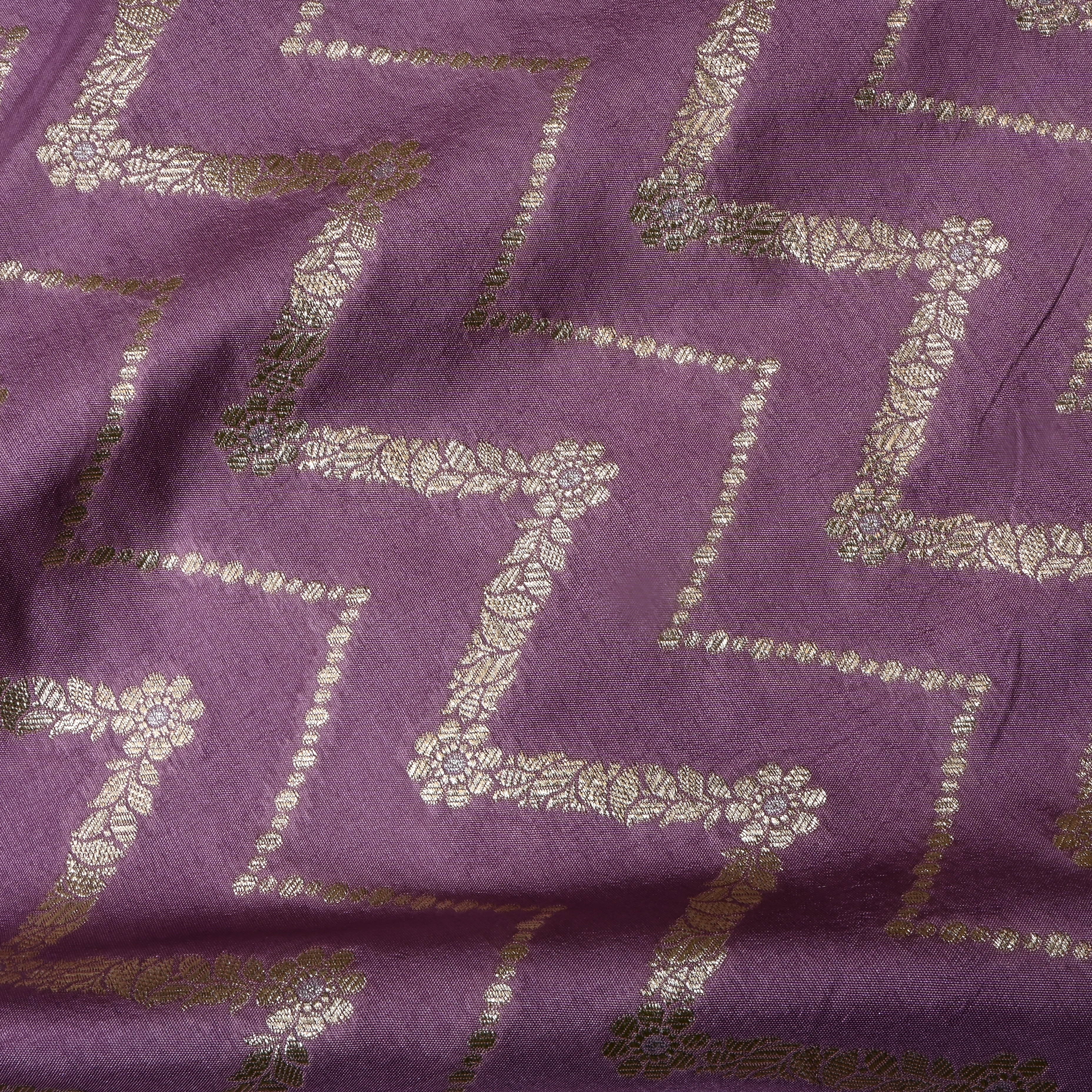Wild Berry Purple Jamawar Silk Fabric