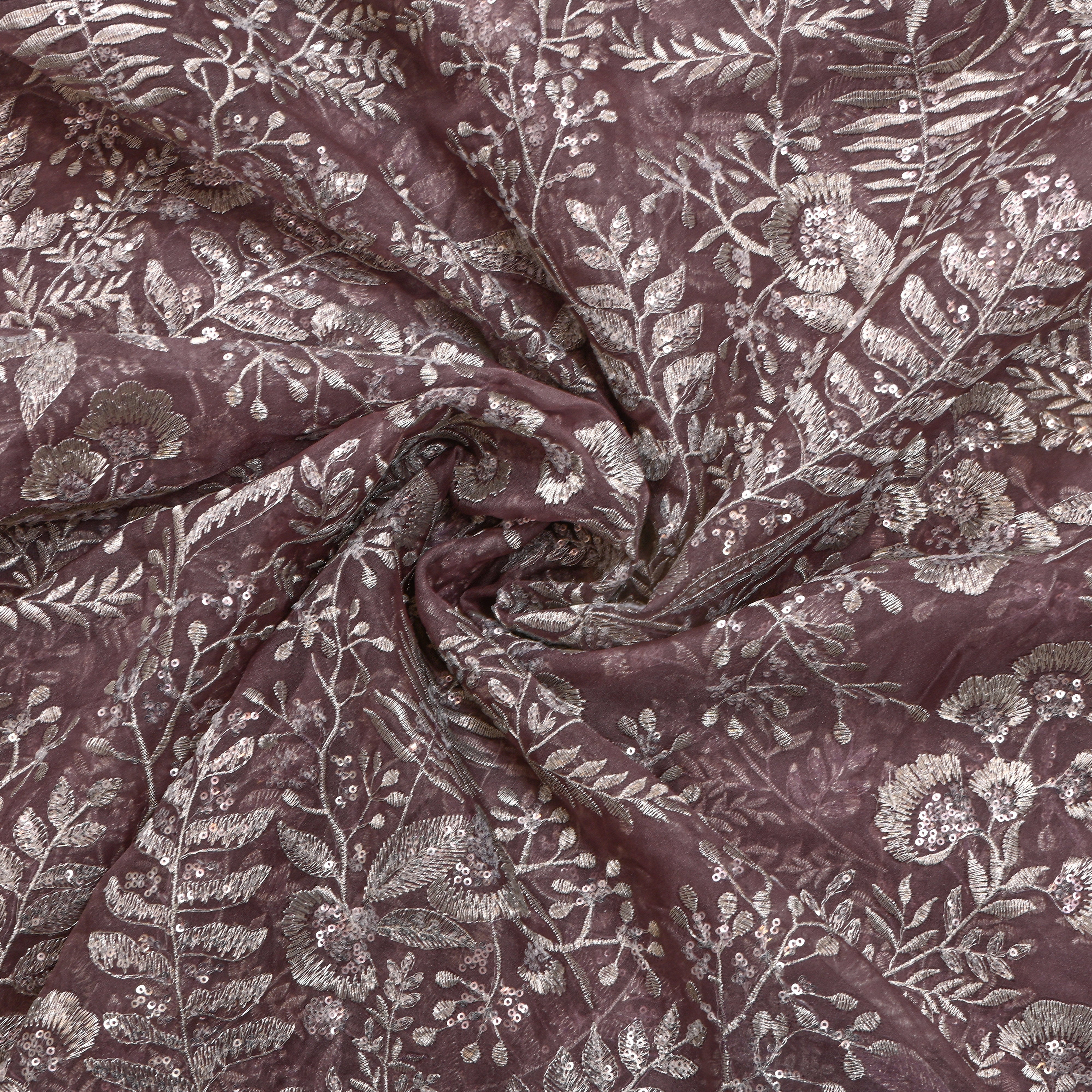 Purple Sequin Embroidered Net