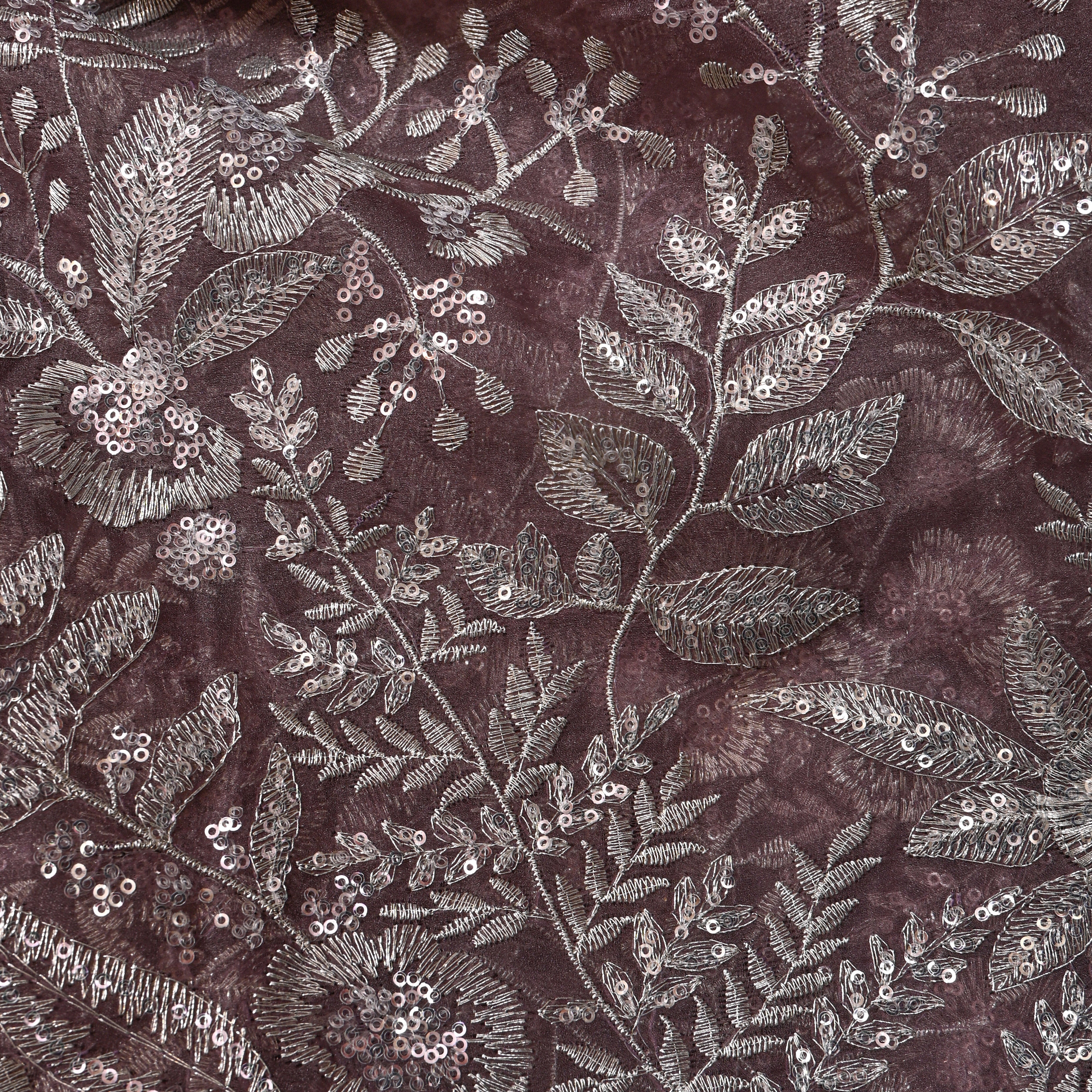 Purple Sequin Embroidered Net