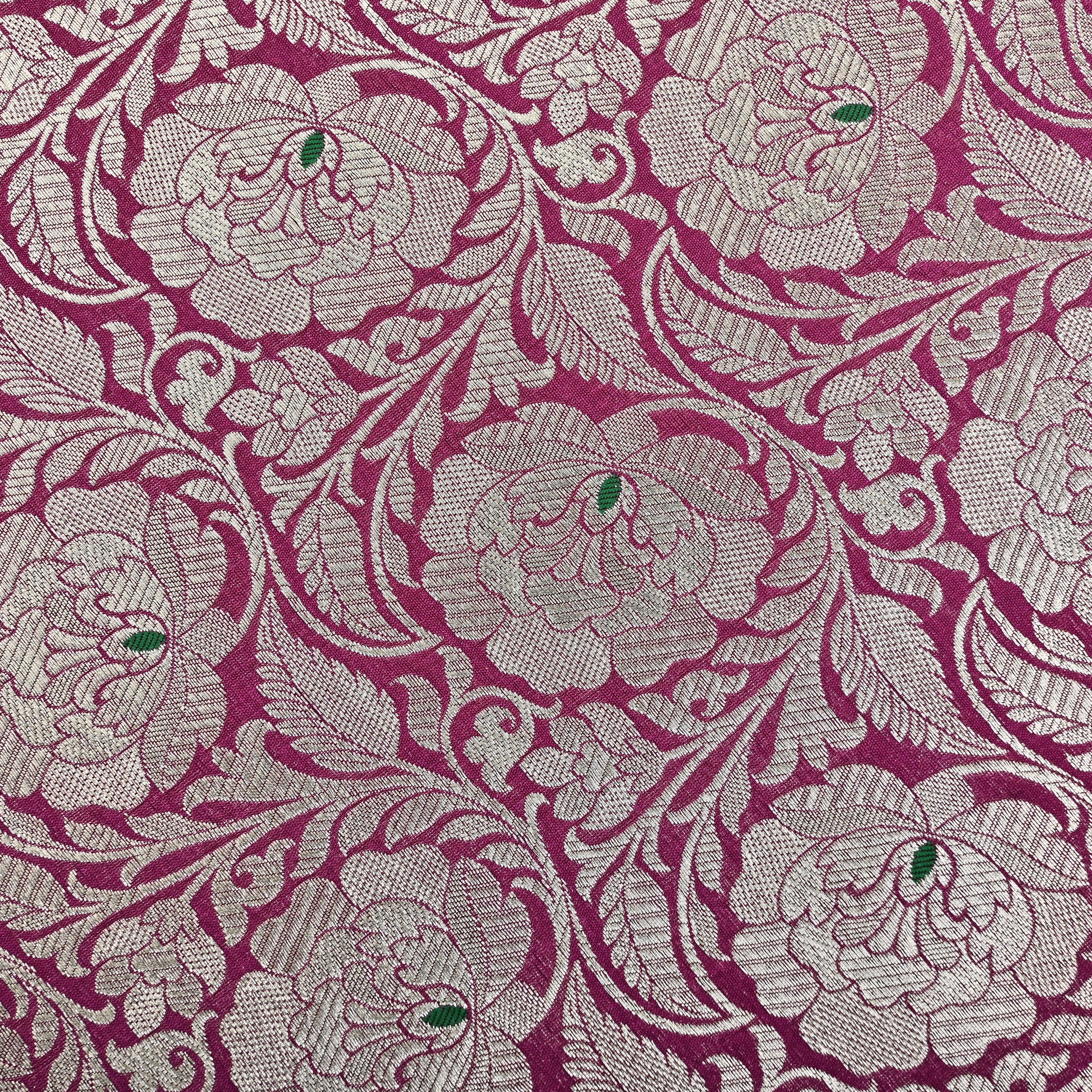 Mulberry Pink Banaras Fabric With Floral Jaal