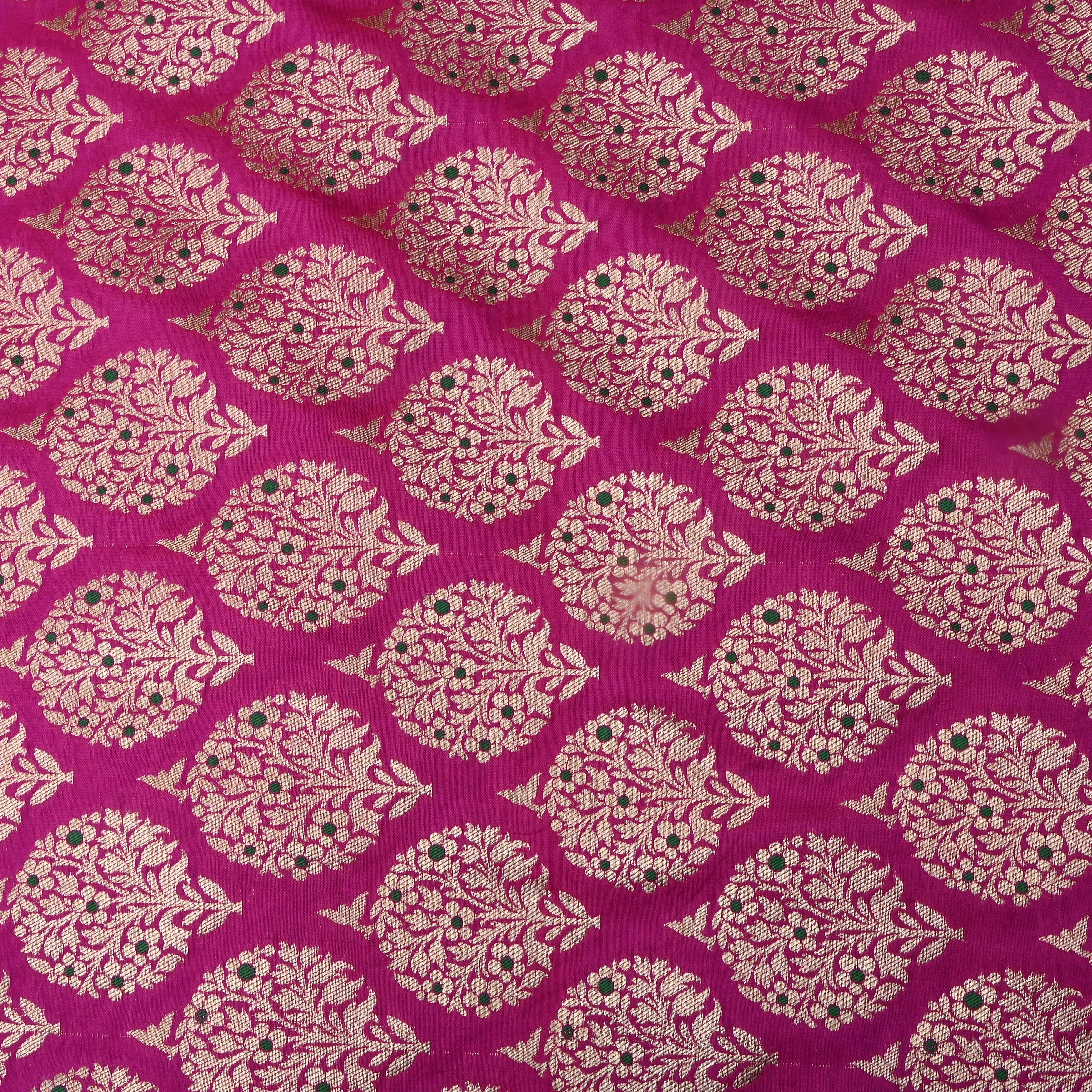 Wild Berry Pink Floral Jamawar Silk Fabric