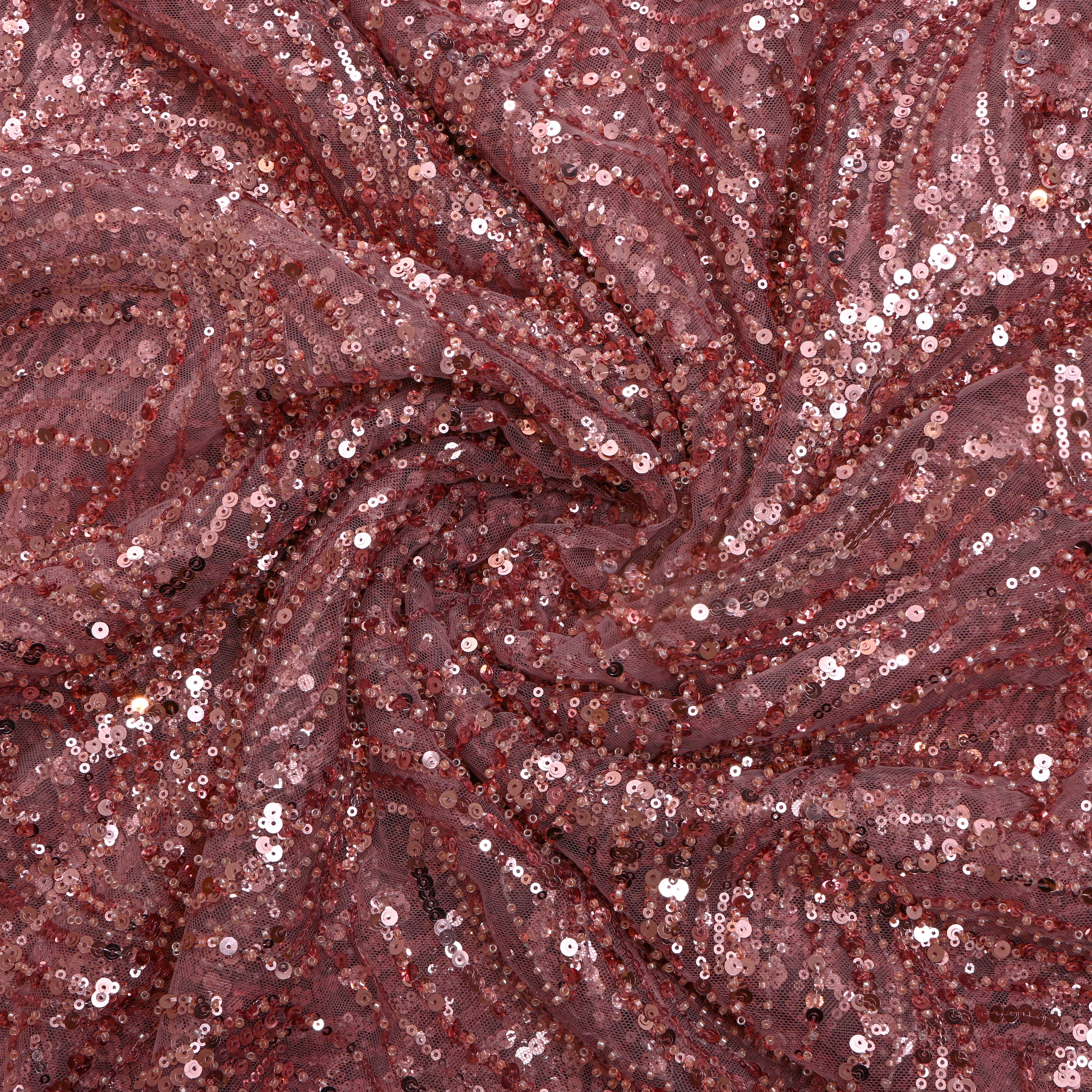 Dark Shimmery Pink Net Embroidery Fabric