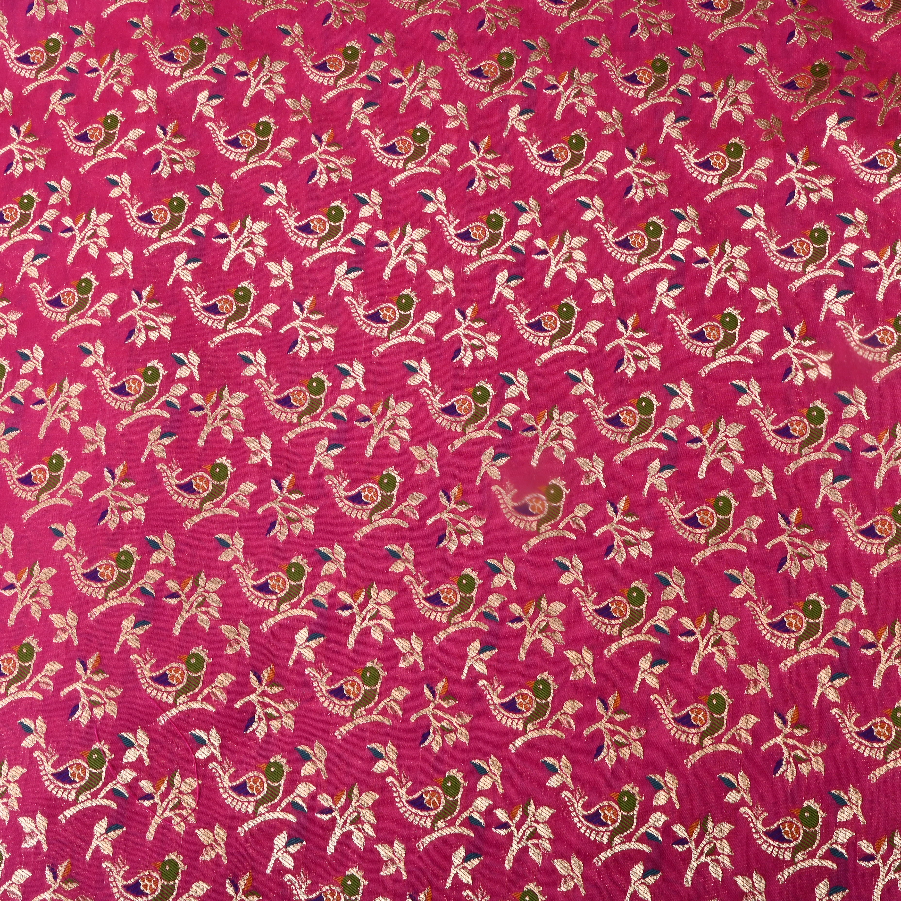 Rich Pink Jamawar Silk Fabric