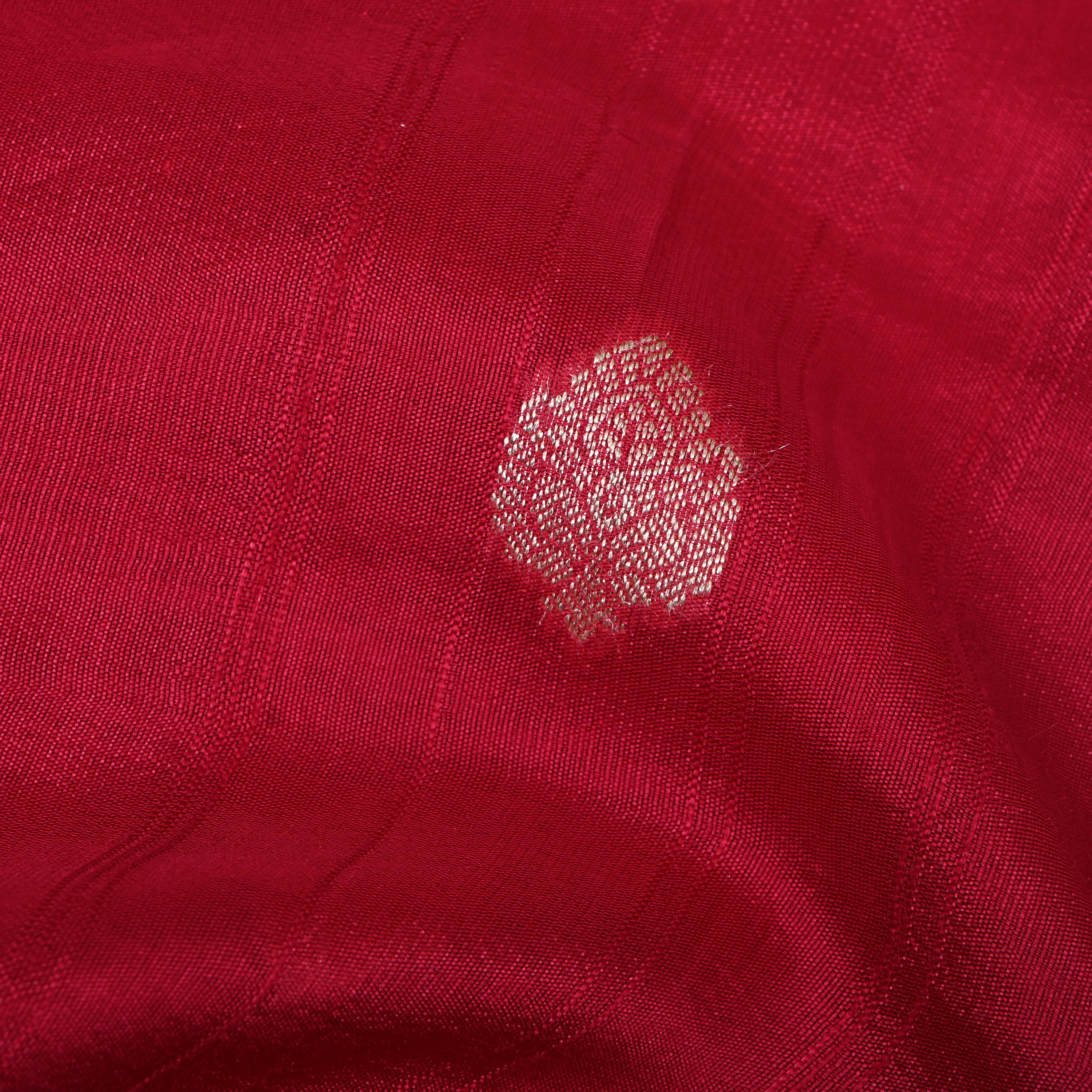 Crimson Red Paithani Bird Border Jamawar Silk