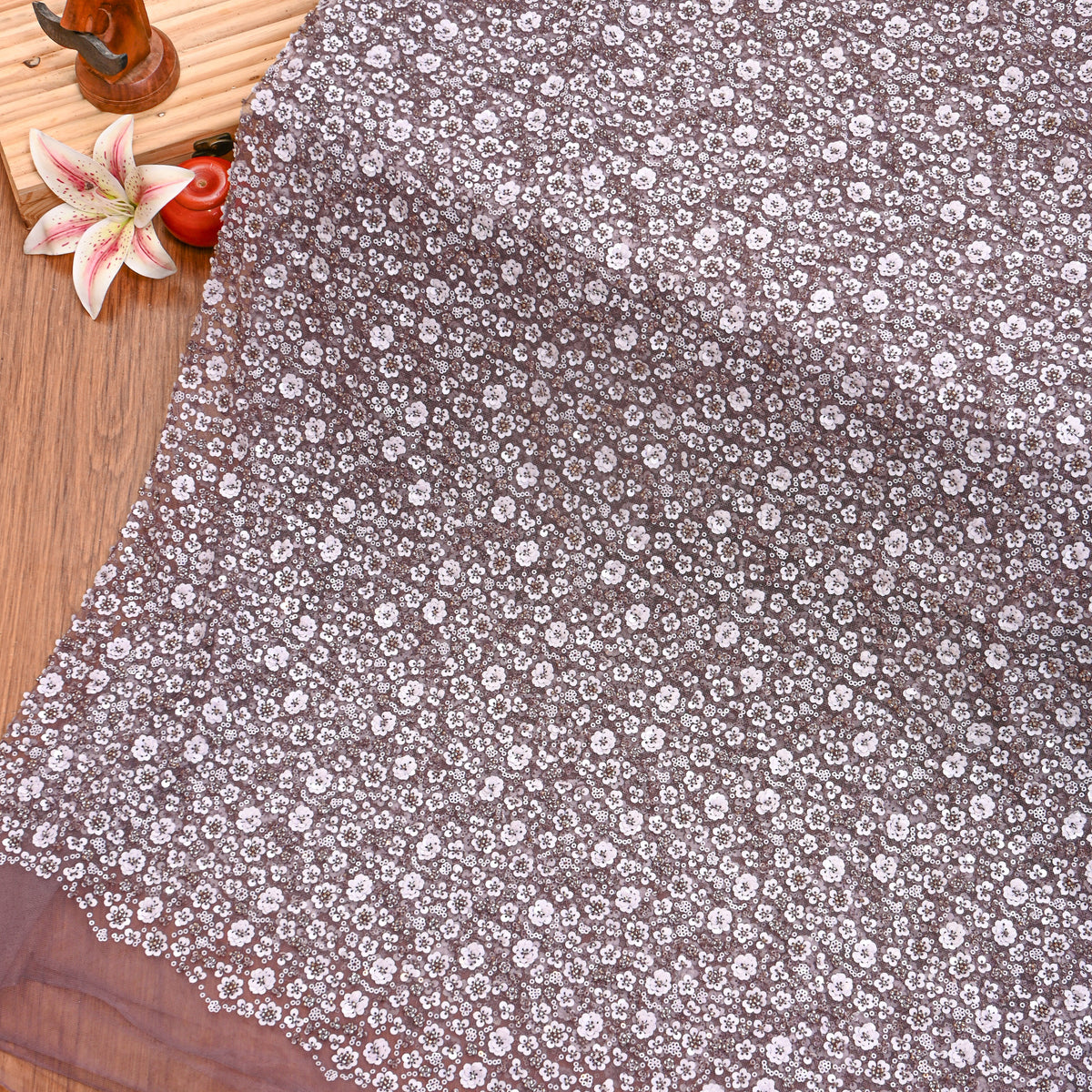 Soft Light Purple Embroidery Net Fabric