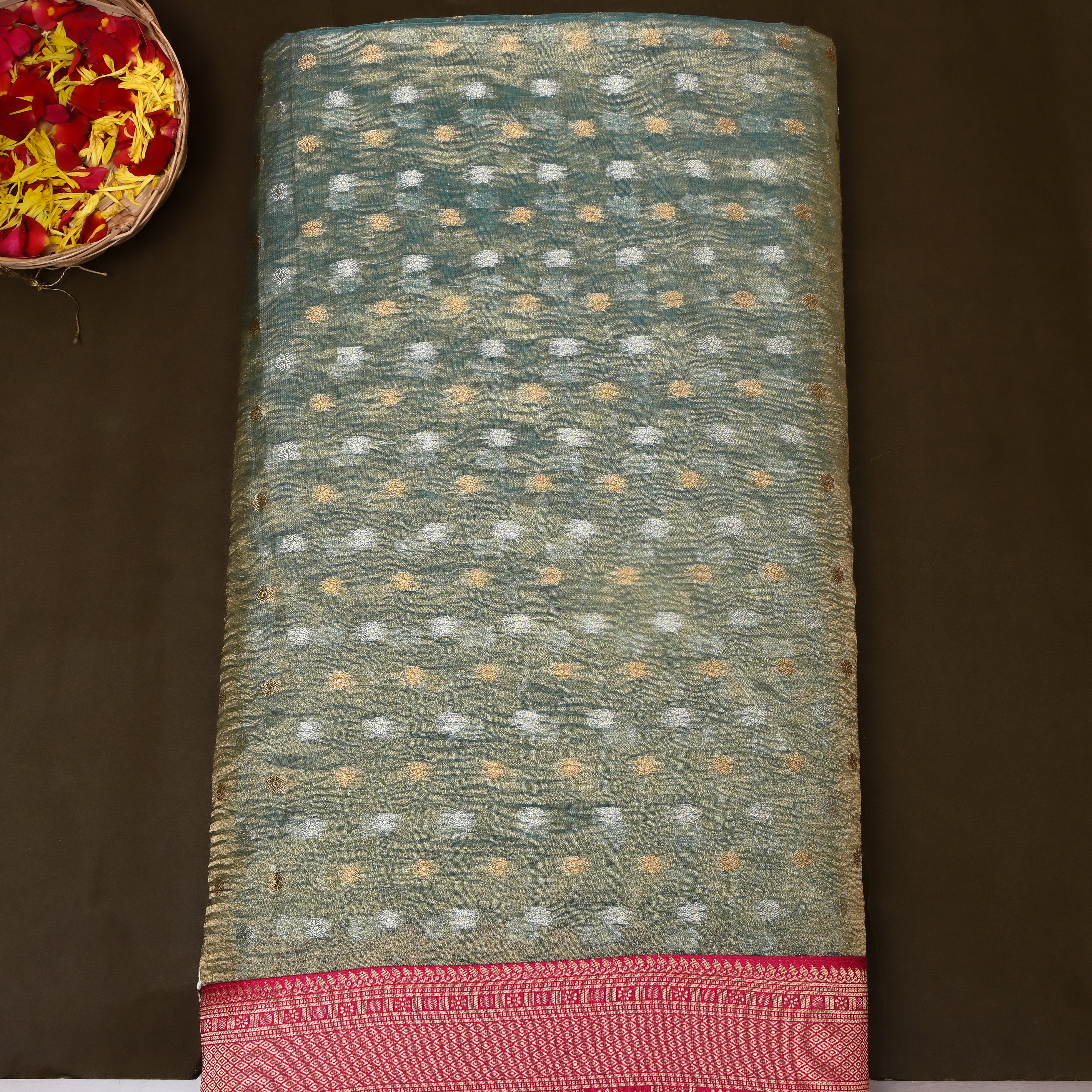 Sage Green Tissue Jamawar Fabric
