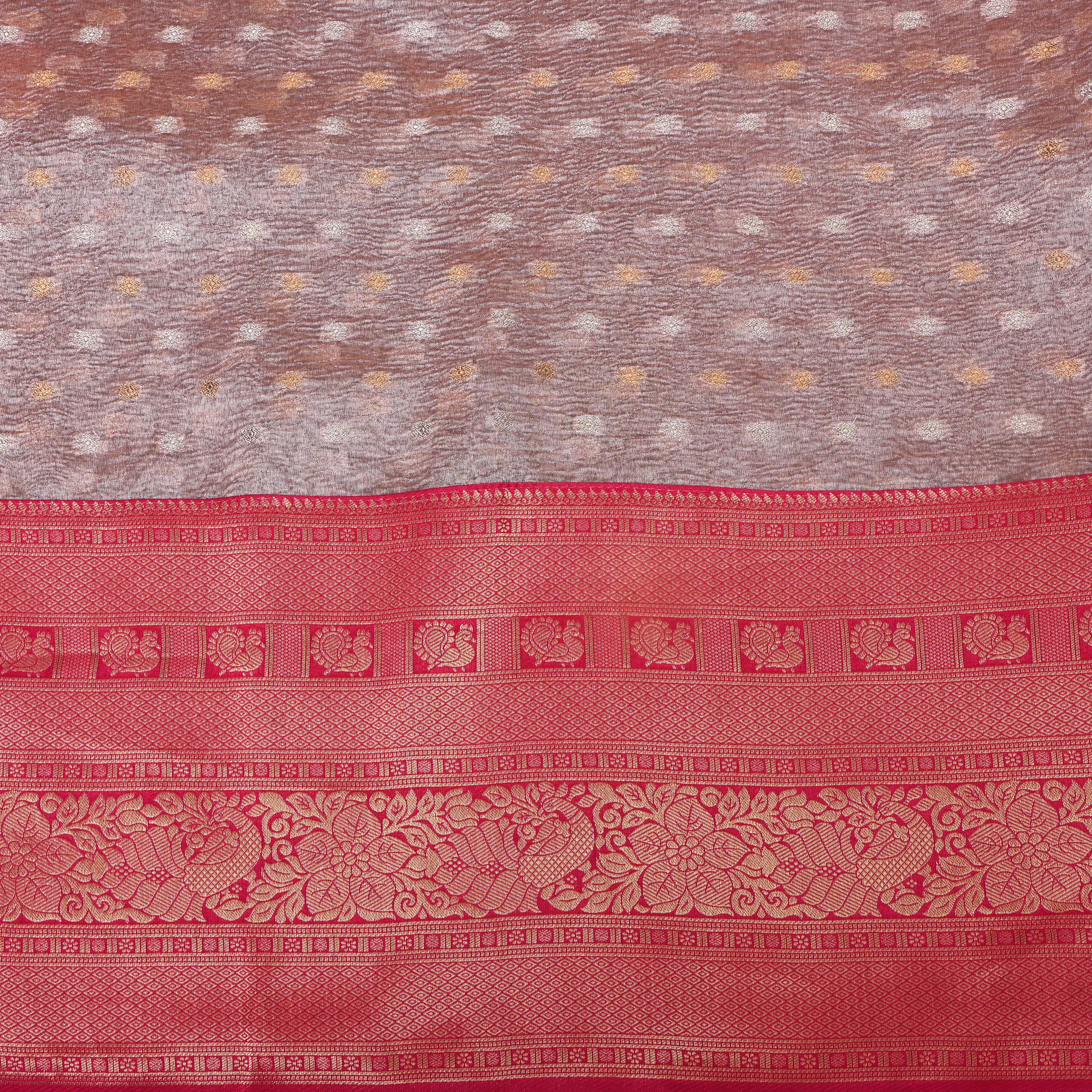 Silver Grey Tissue Jamawar Fabric