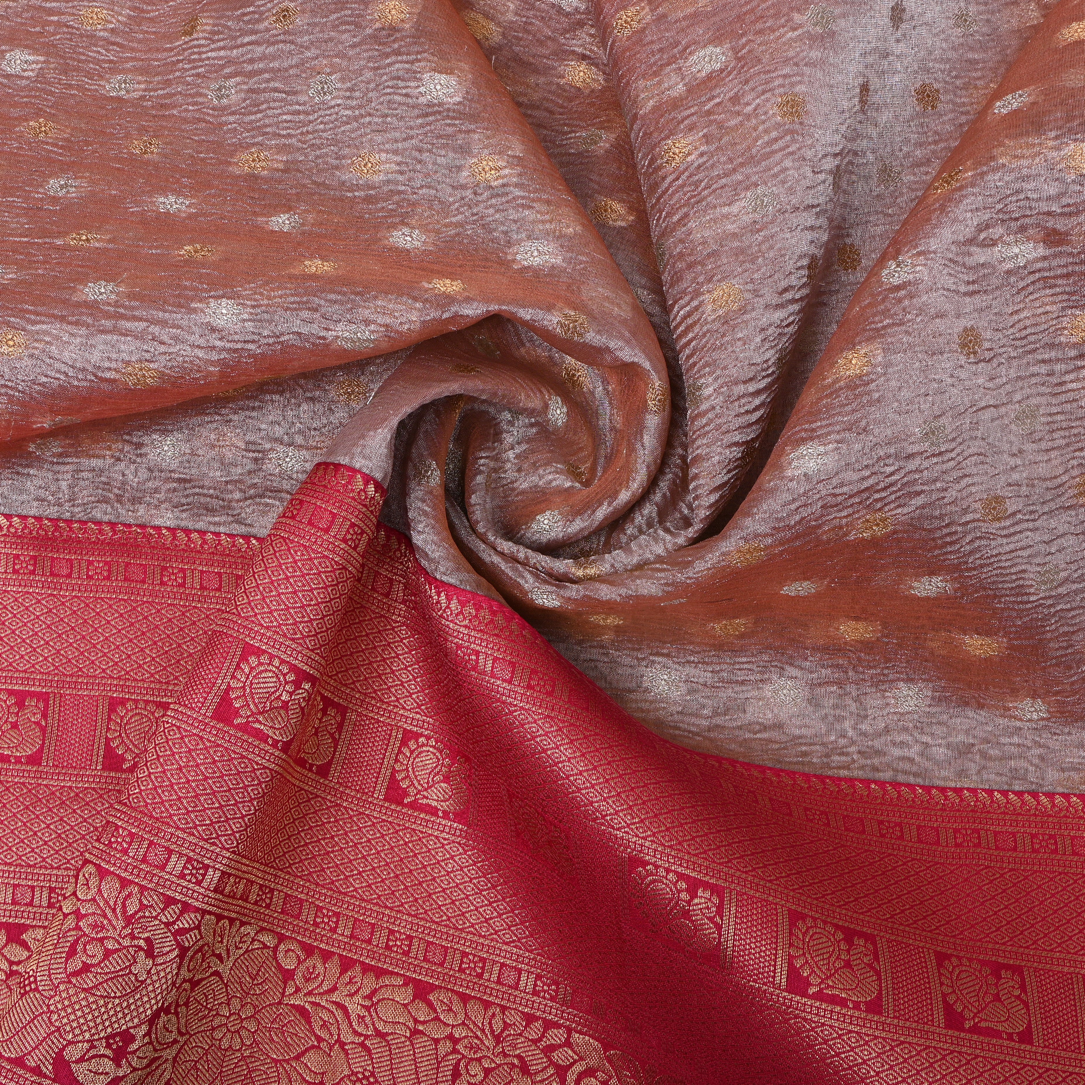 Silver Grey Tissue Jamawar Fabric