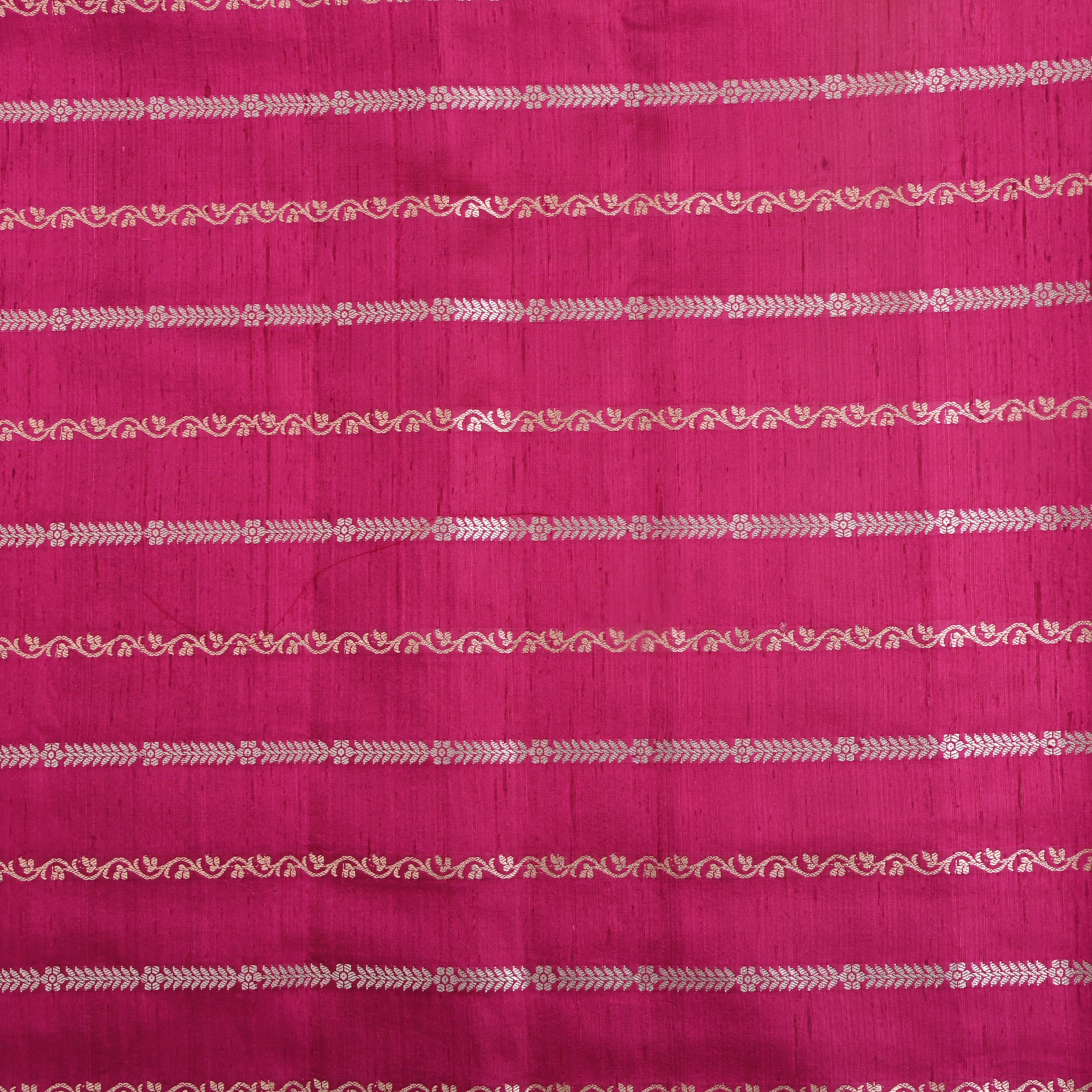 Royal Pink Silver Zari Dupion Silk Fabric