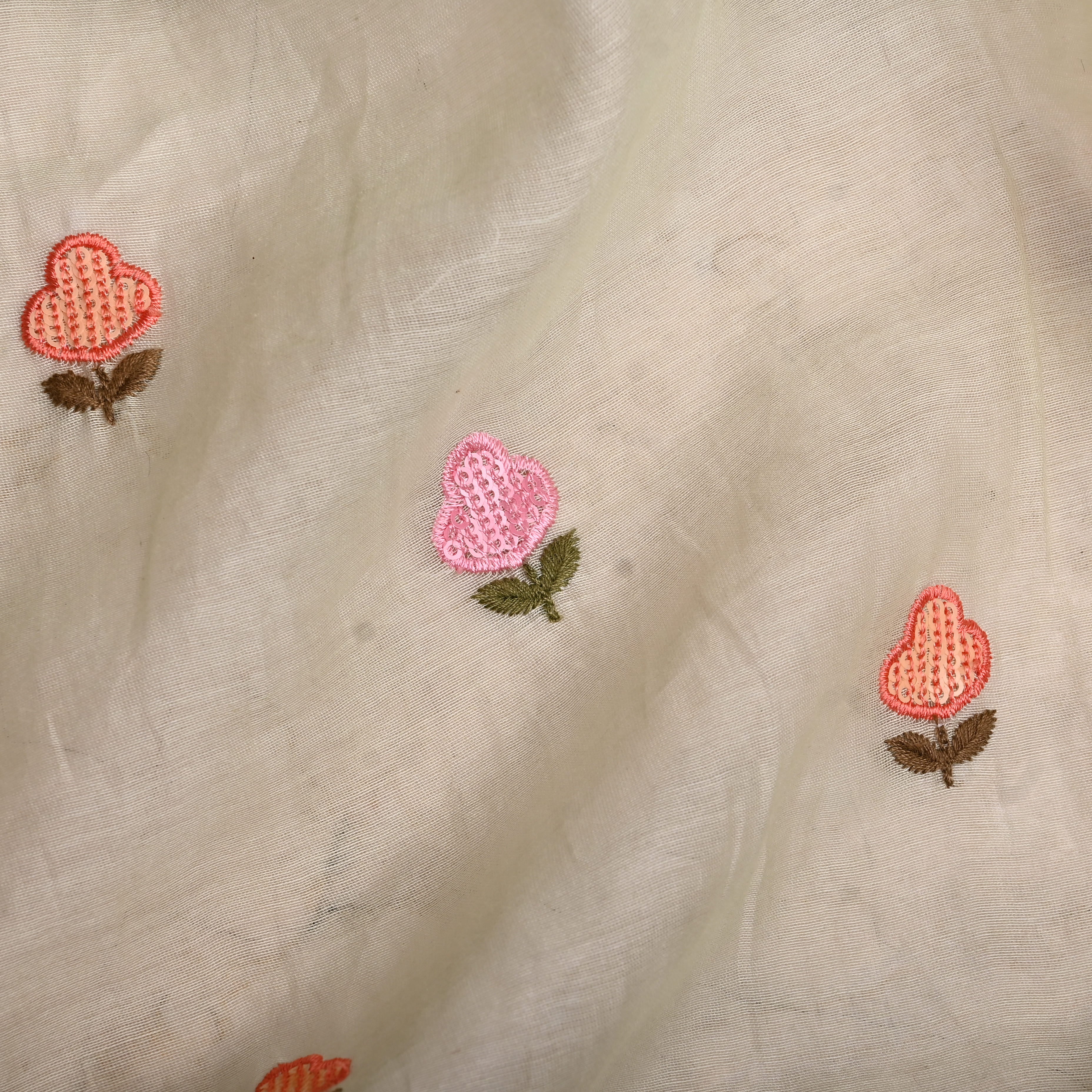 Soft Pale Green Chanderi Fabric With Embroidery