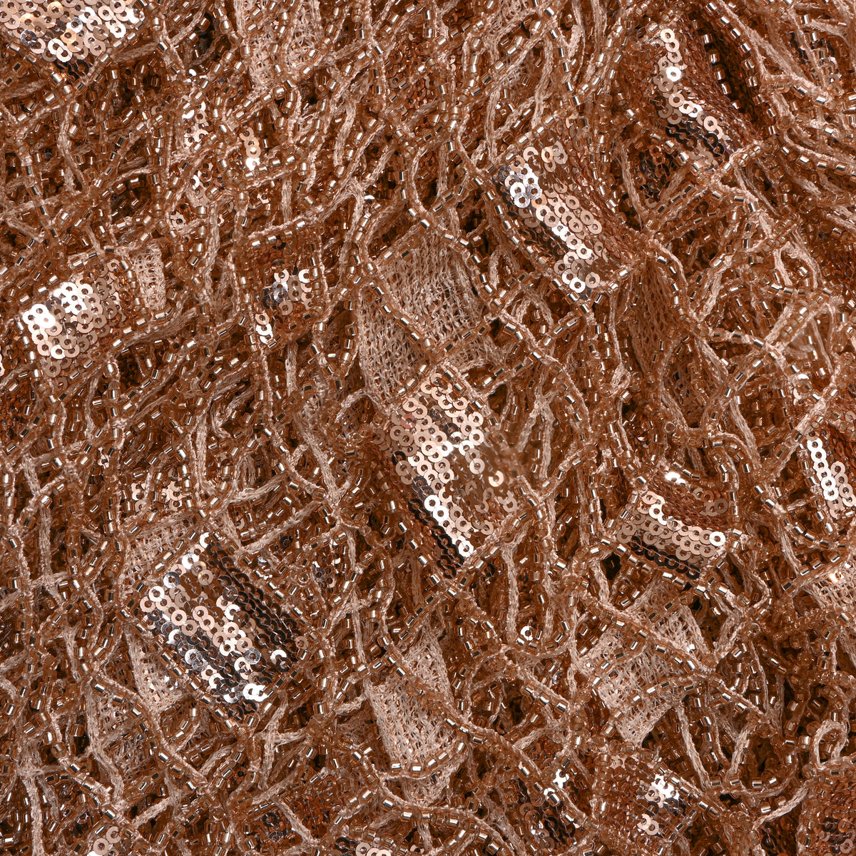 Rose Gold Checkered Grid Sequin Net Fabric
