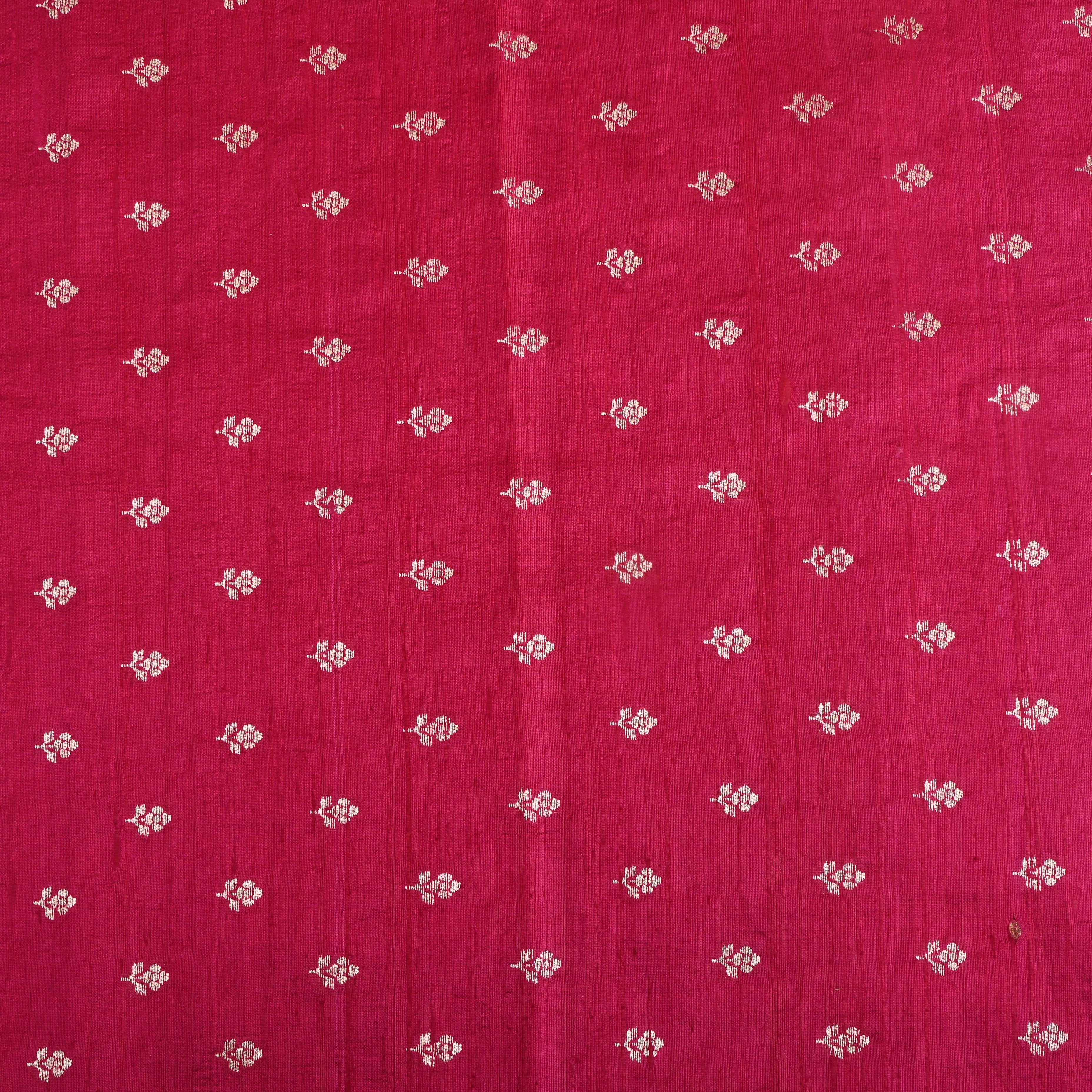 Royal Pink Floral Zari Dupion Silk Fabric