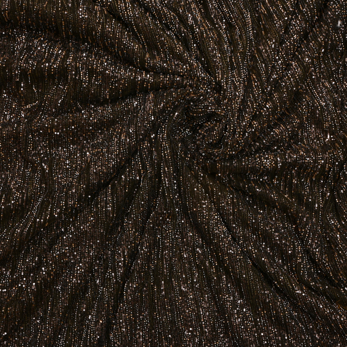 Earthy Brown Net Fabric With Sequin Work