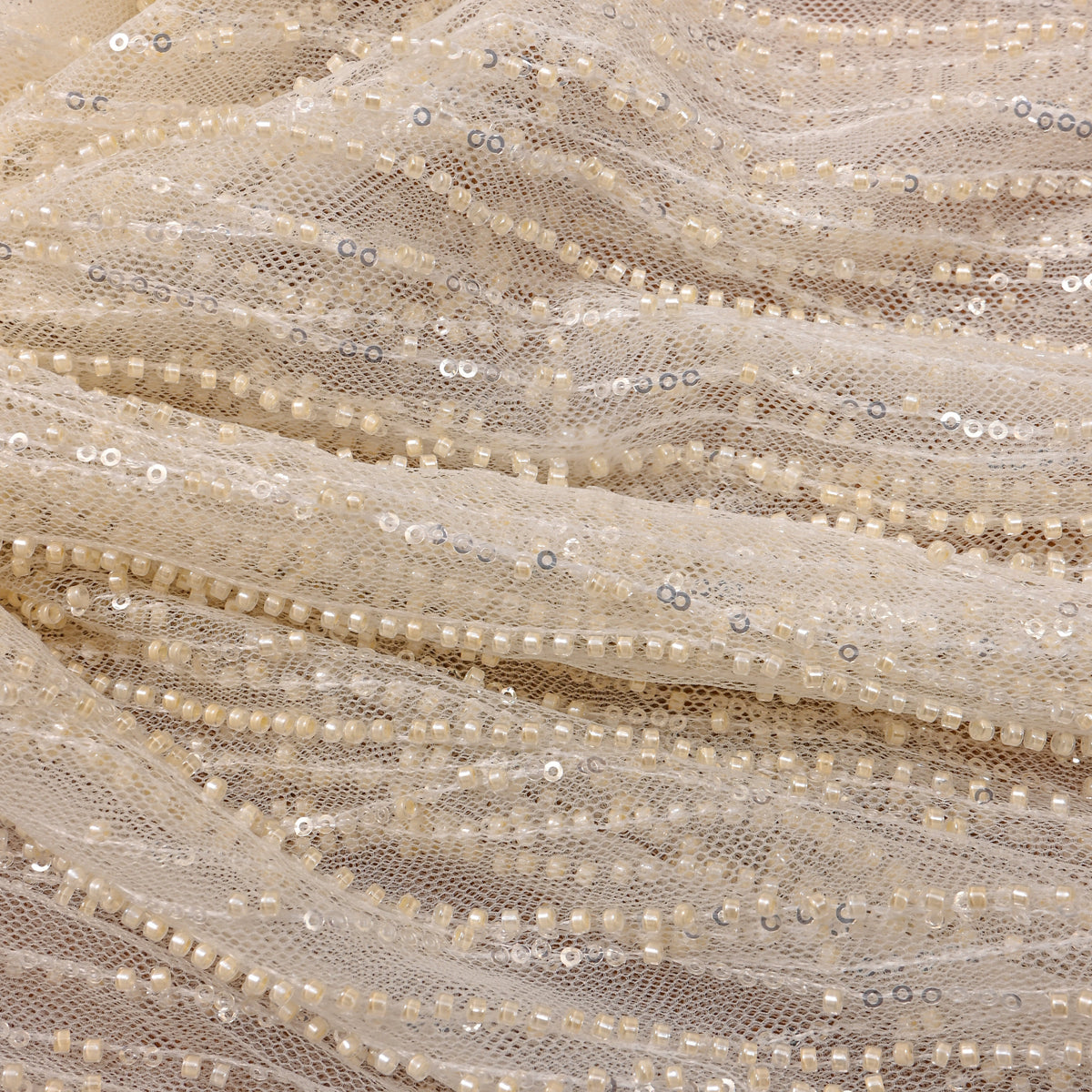 White Sequin Embroidered Net