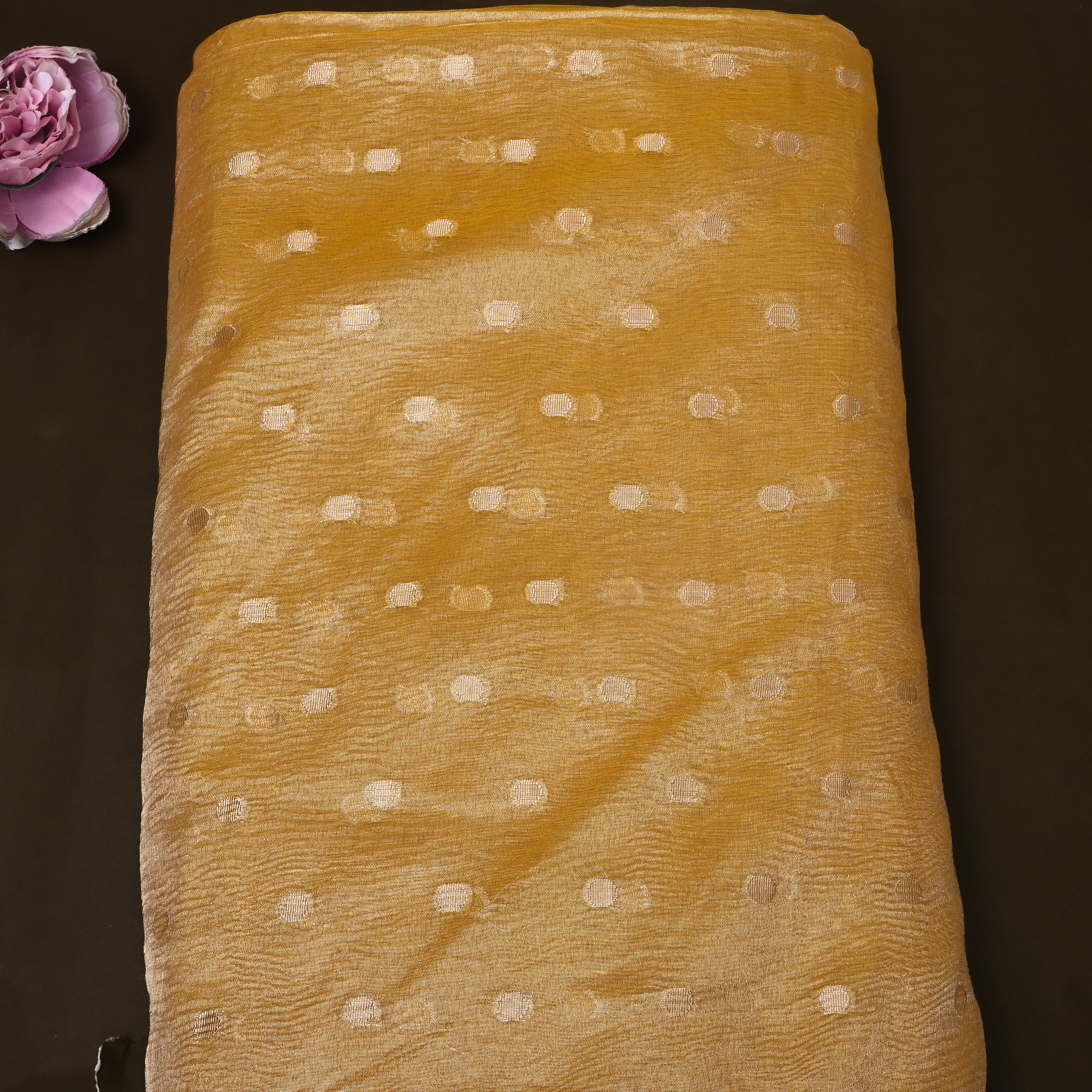 Mustard Gold Tissue Jamawar Fabric