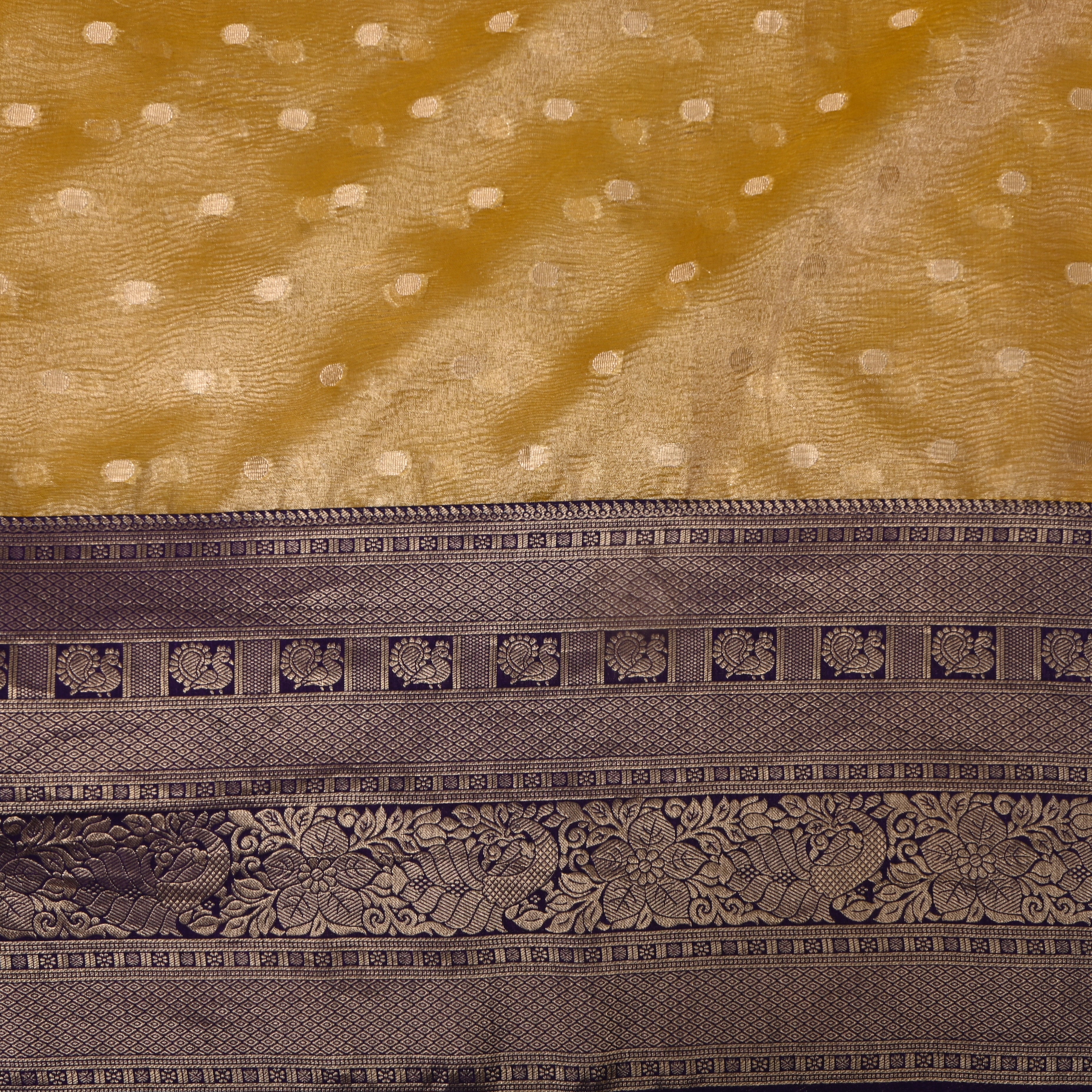 Mustard Gold Tissue Jamawar Fabric