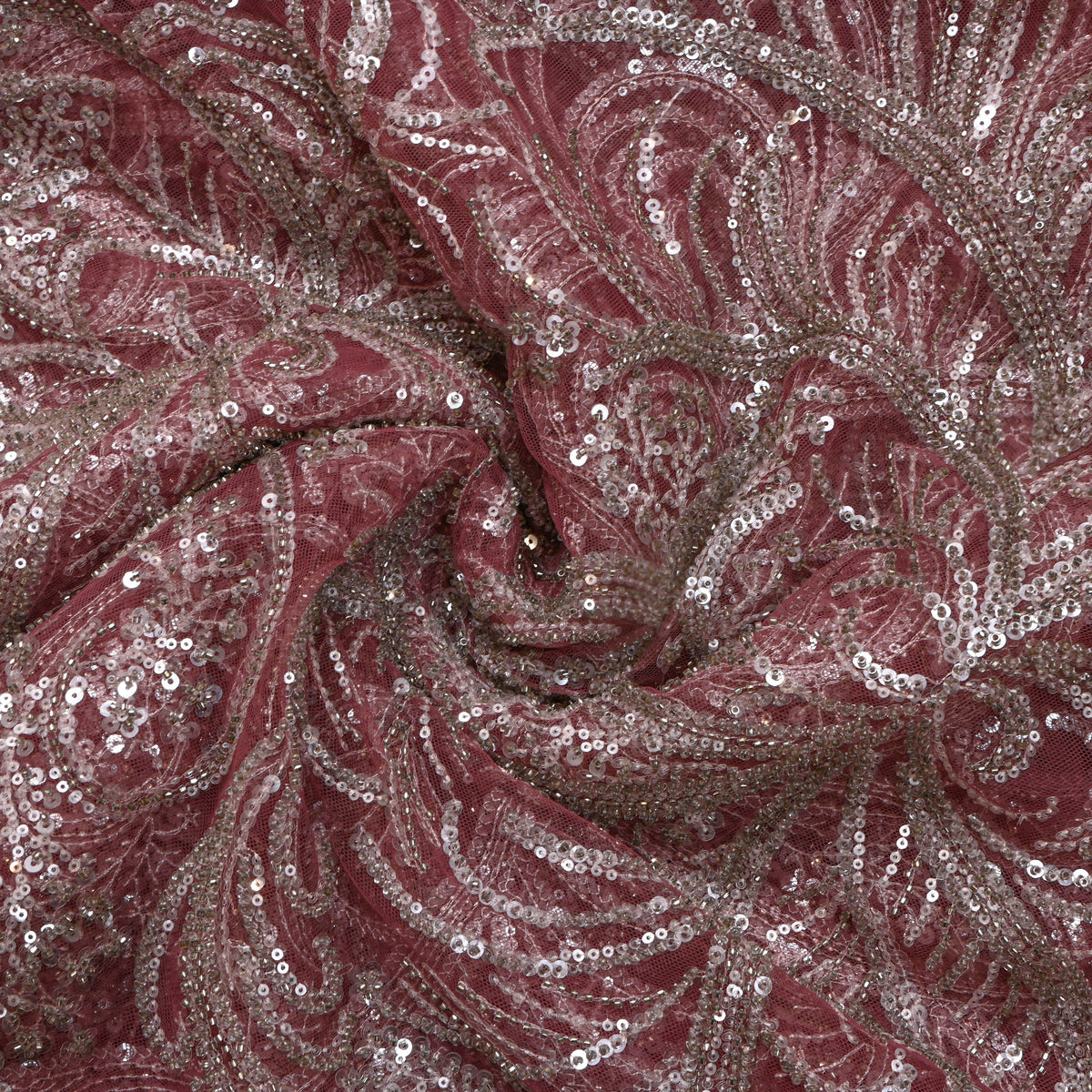 Pink Embroidery Net Fabric