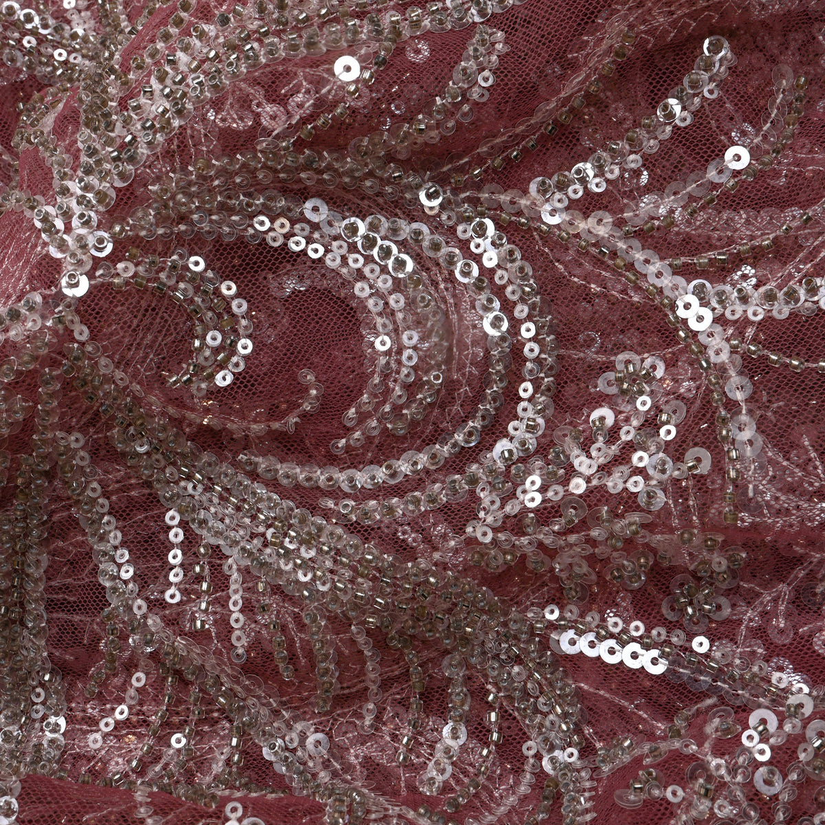 Pink Embroidery Net Fabric