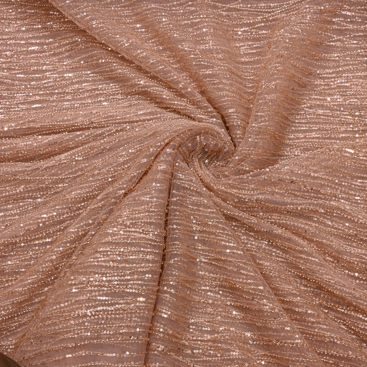 Beige Sequin Embroidered Net