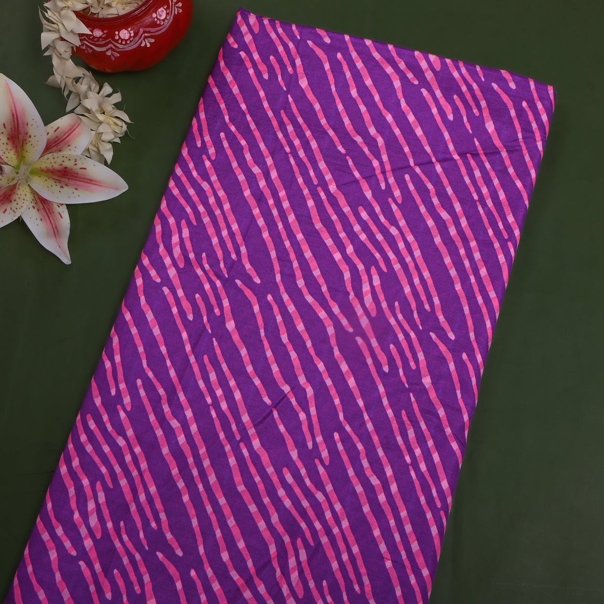 Grape Purple Wave Stripe Digital Print Silk Fabric