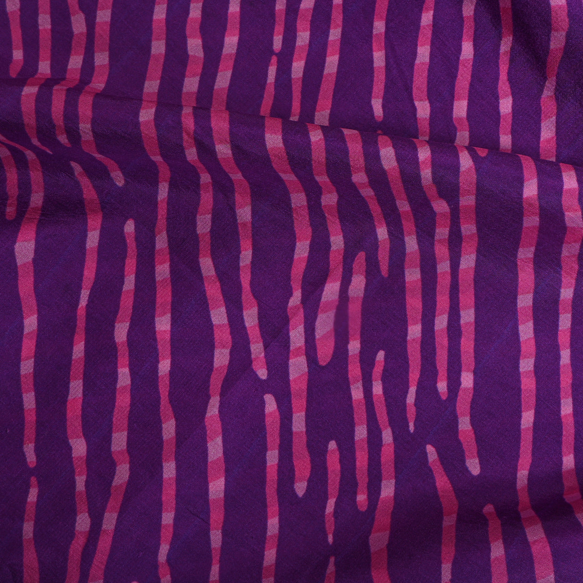 Grape Purple Wave Stripe Digital Print Silk Fabric