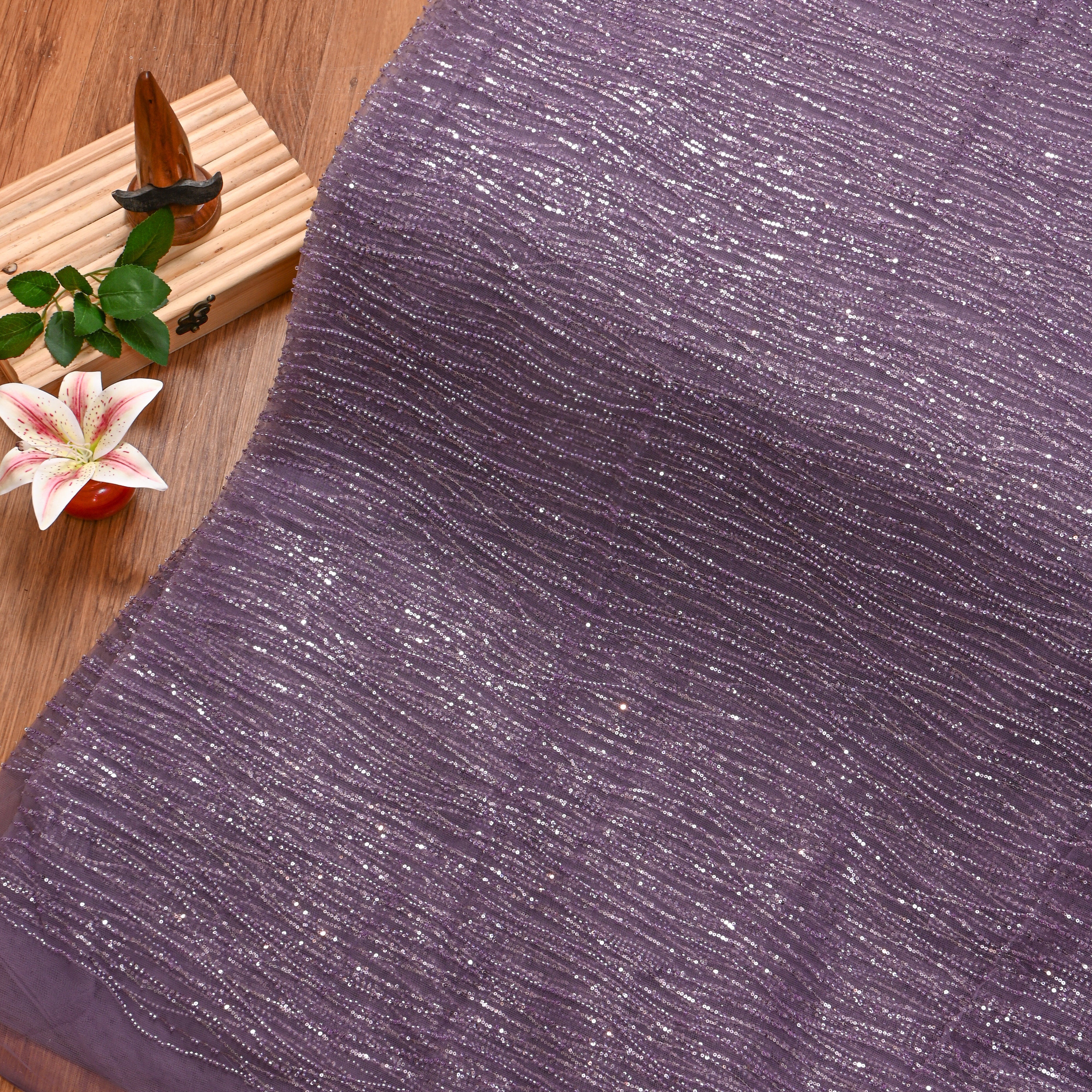 Purple Sequin Embroidered Net