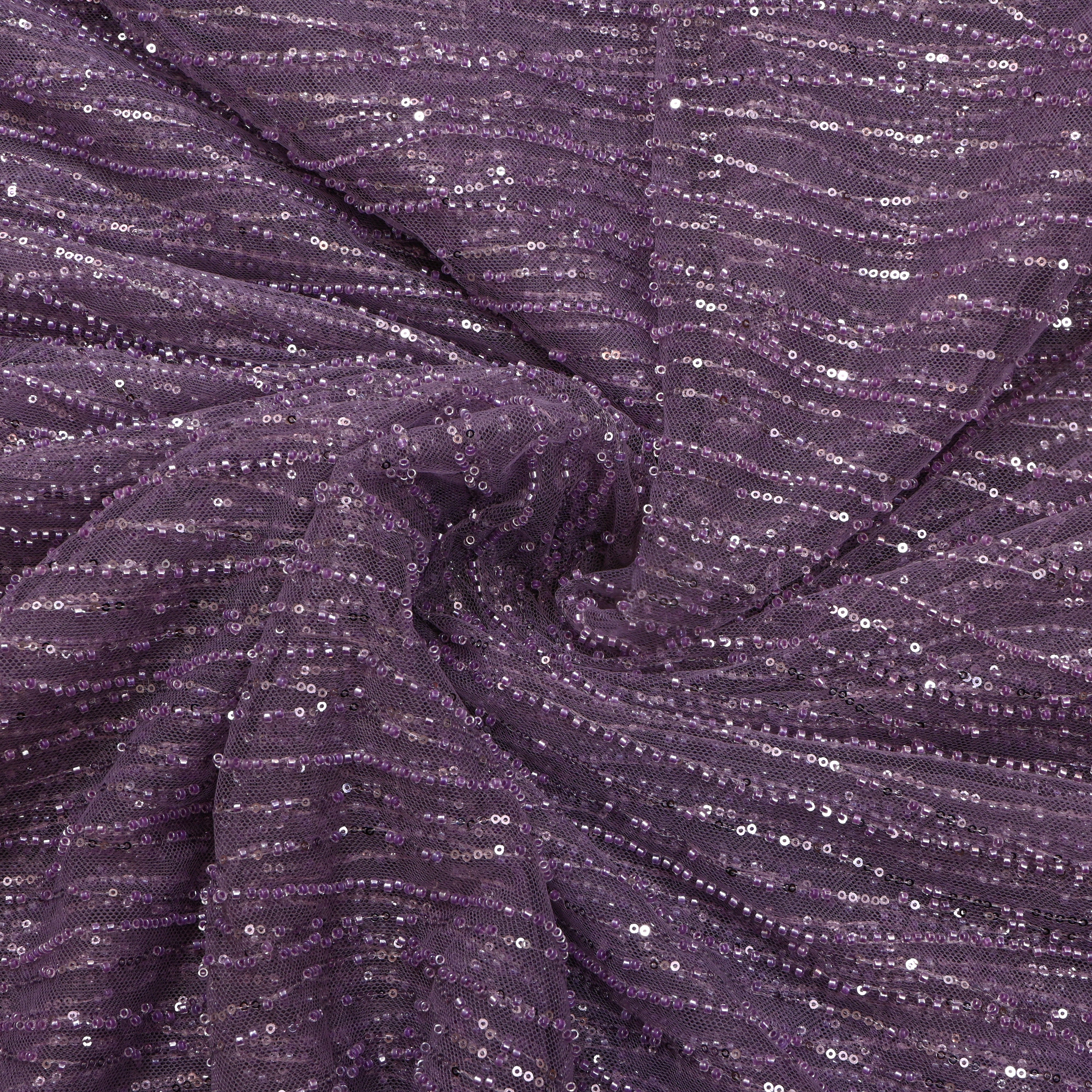 Purple Sequin Embroidered Net