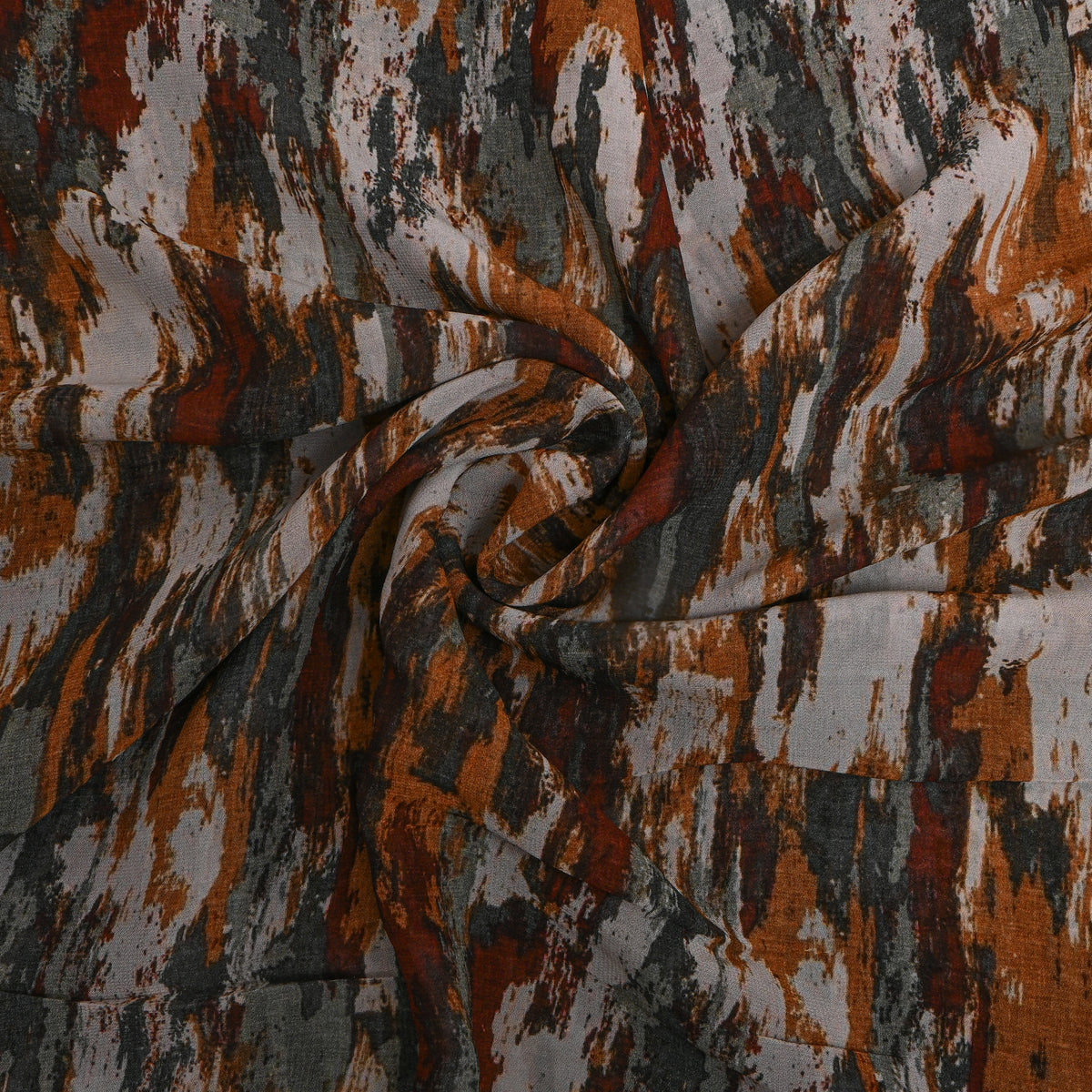 Clay Brown Multi Abstract Digital Print Georgette Fabric