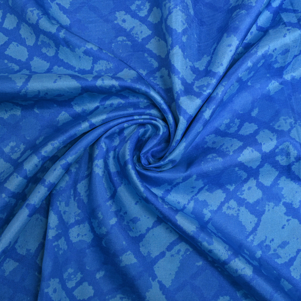 Cerulean Blue Abstract Digital Print Silk Fabric