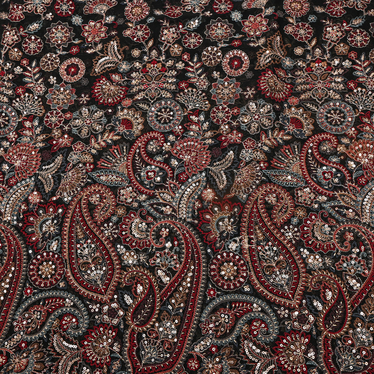 Dark Multicolour Georggette With Dual Toned Paisley
