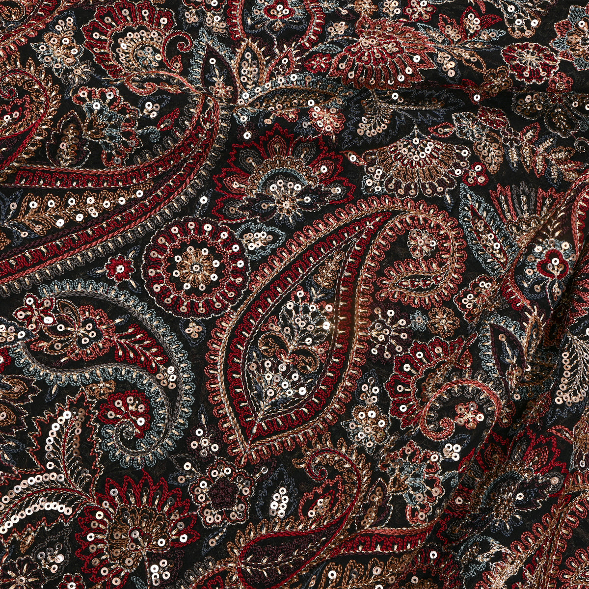 Dark Multicolour Georggette With Dual Toned Paisley