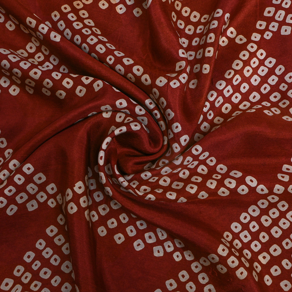 Maroon Bandhani Geometric Print Silk Fabric