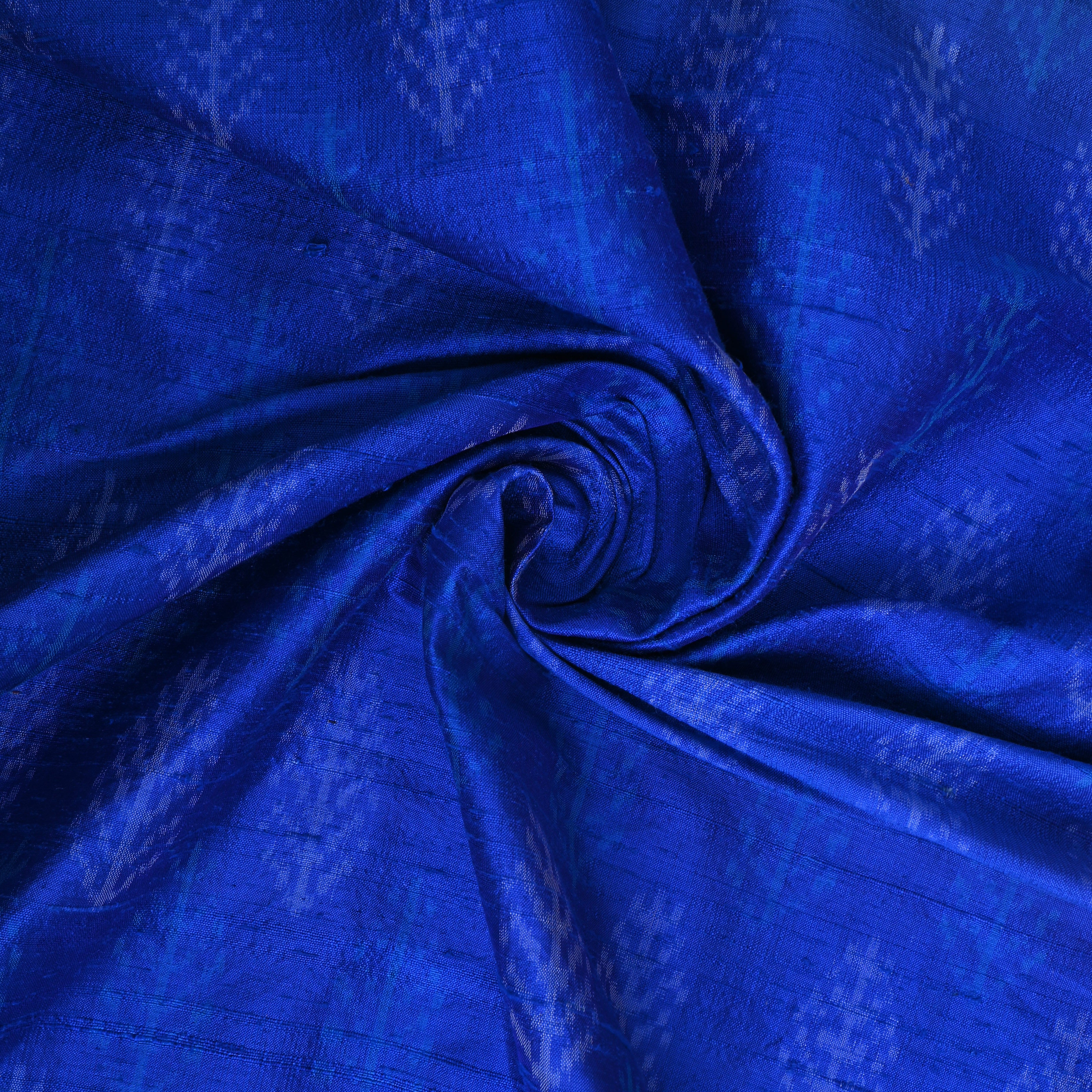 Azure Blue Floral Dupion Silk Fabric