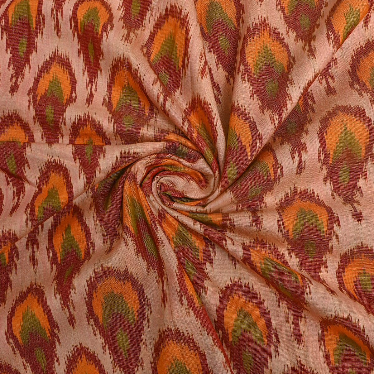 Light Brown Multi Ikat Silk Fabric