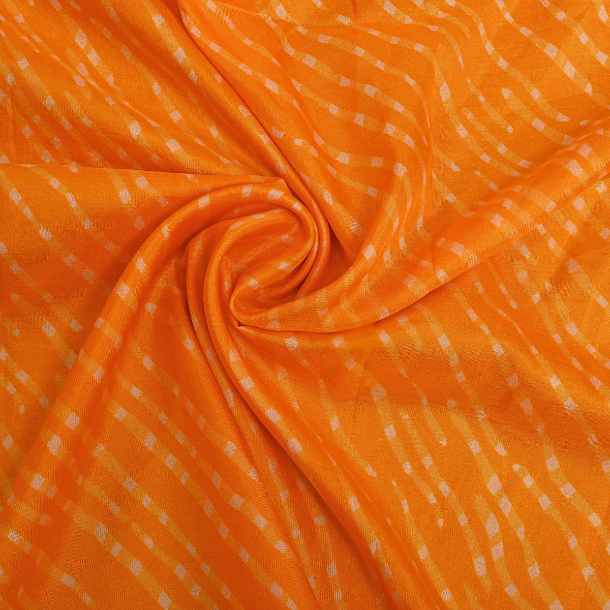 Marigold Orange Wave Stripe Digital Print Silk Fabric
