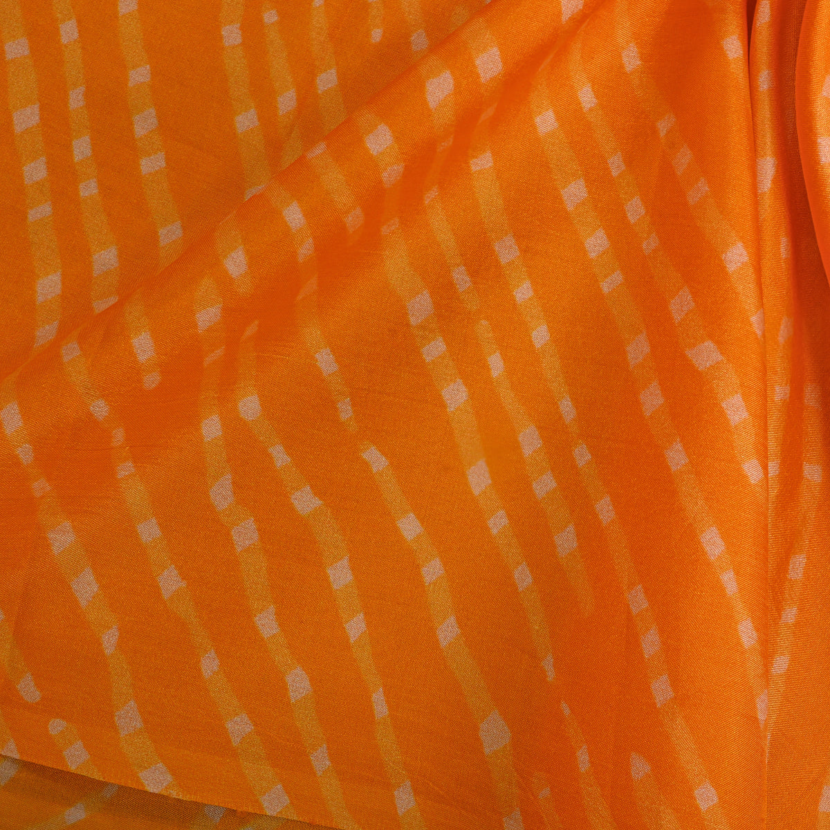 Marigold Orange Wave Stripe Digital Print Silk Fabric