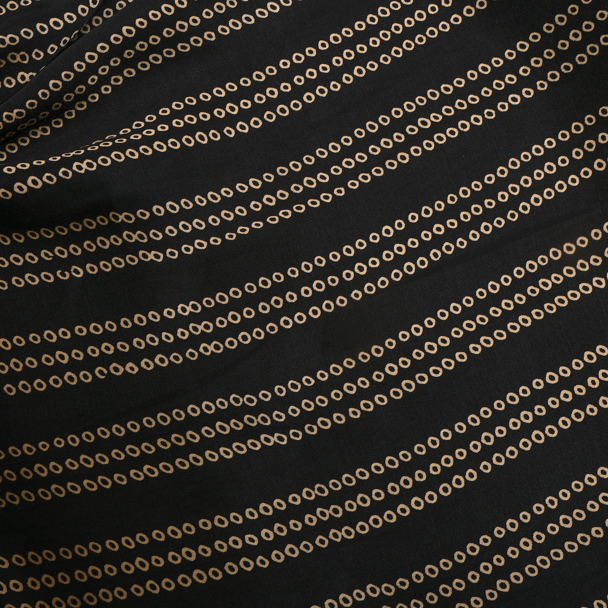 Ebony Black Dot Ring Stripe Digital Print Satin Fabric