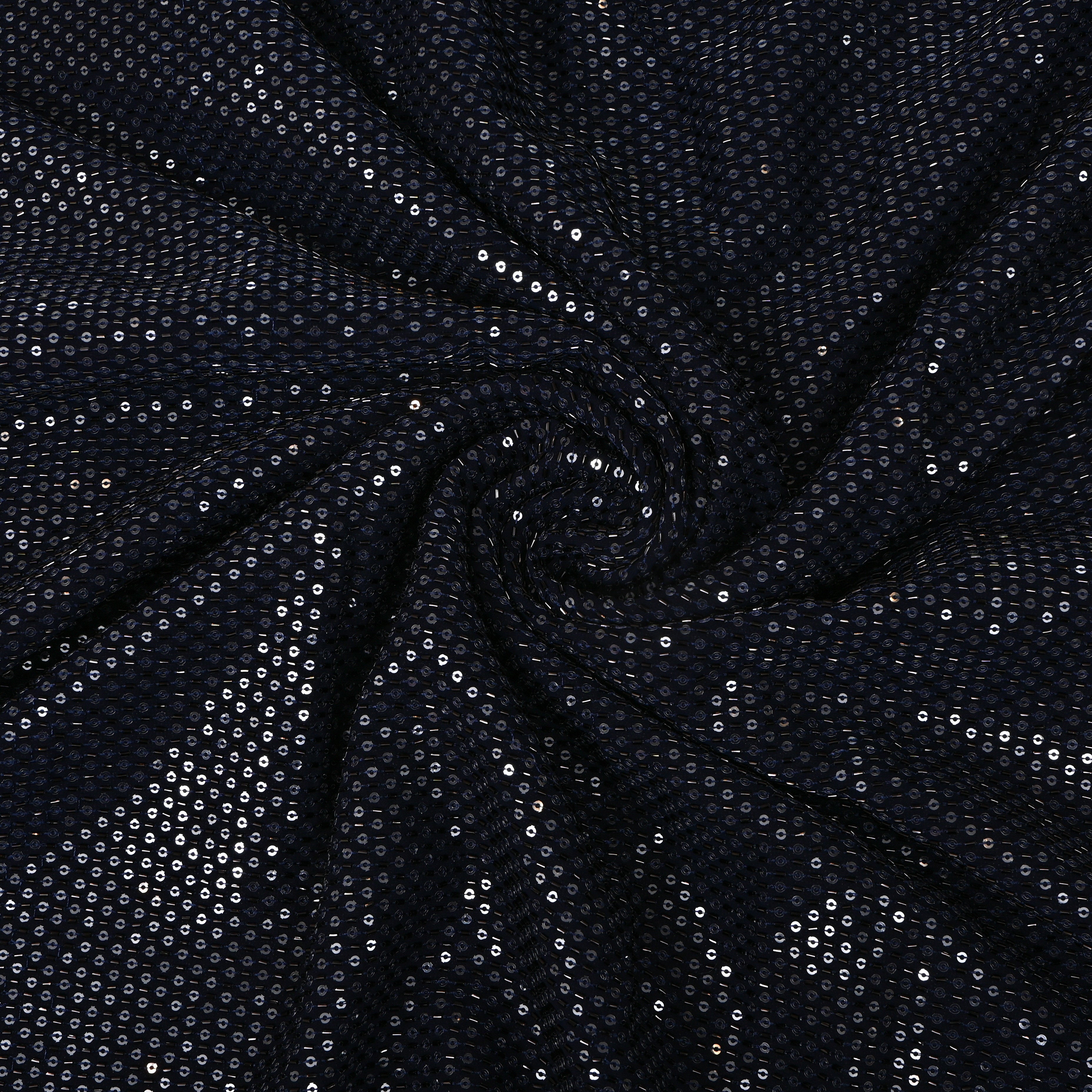 Navy Blue Sequin Embroidery Georgette Fabric