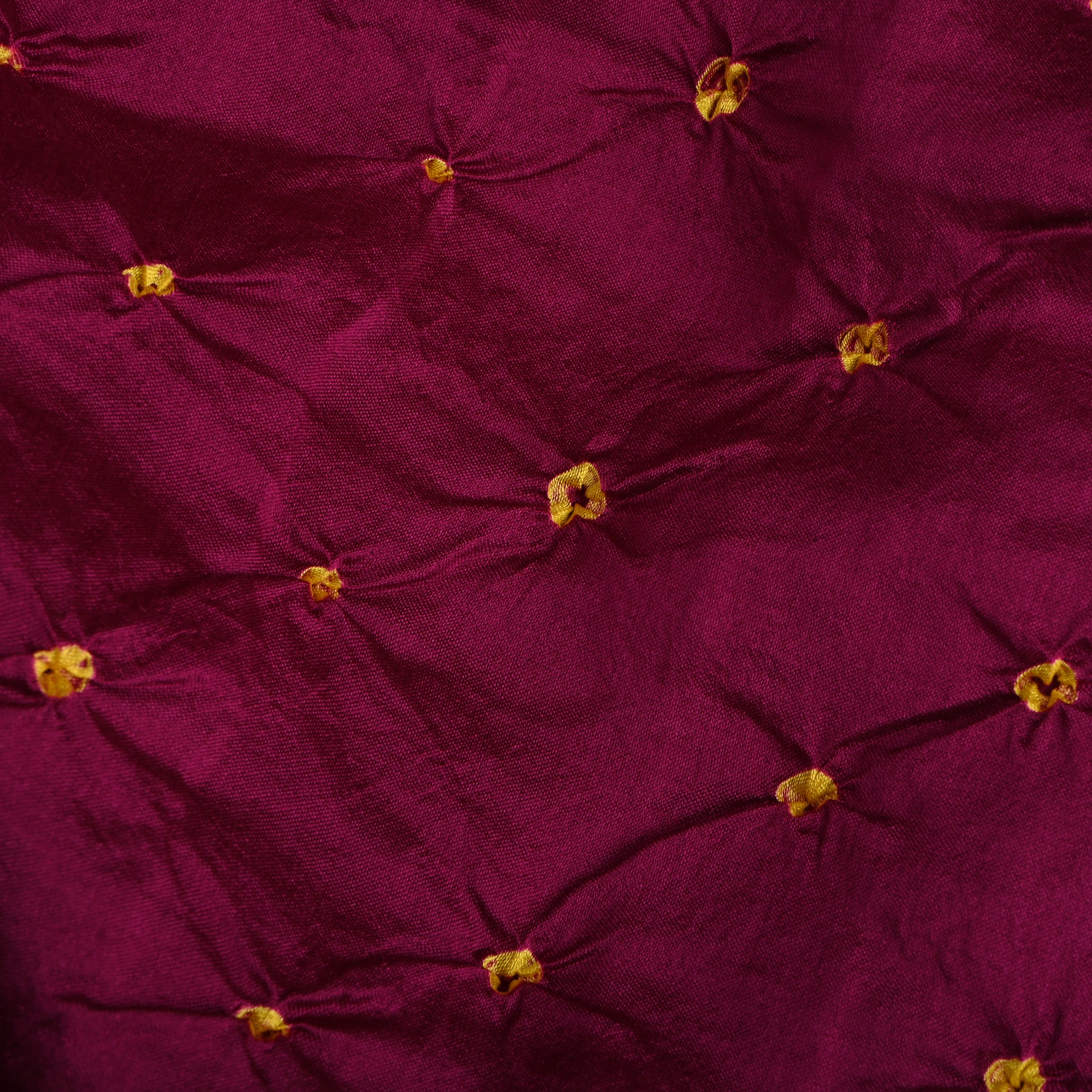 Rich Purple And Golden Bandhani Work Silk Fabric